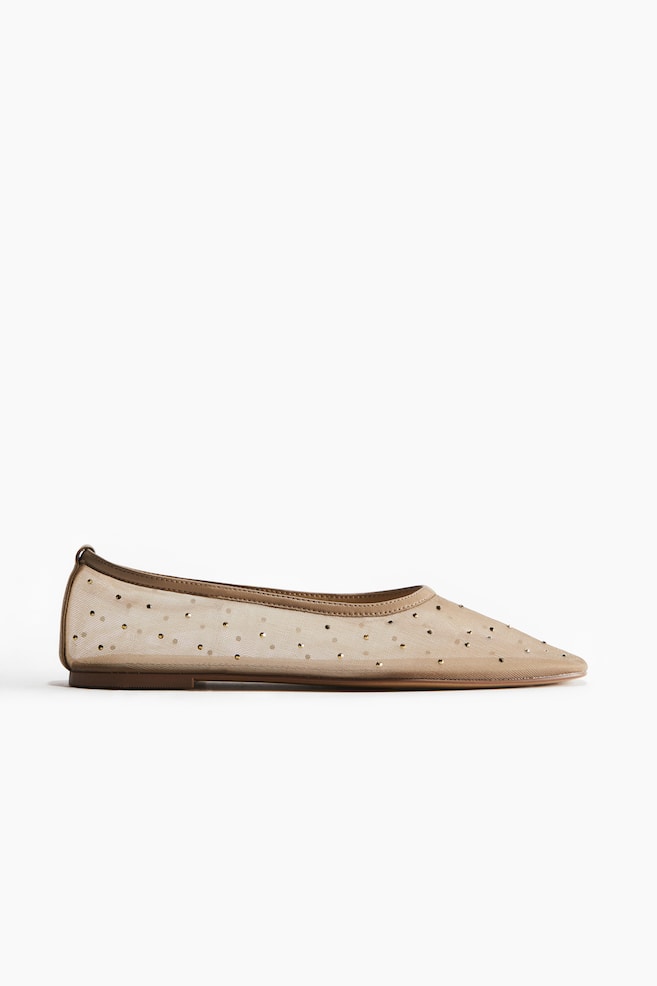 Ballerines ornées de strass-Beige - 2