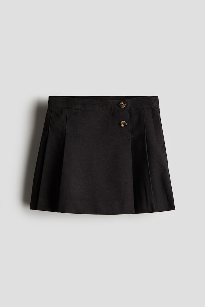 Pleated Skirt - Black/Beige/plaid - 1