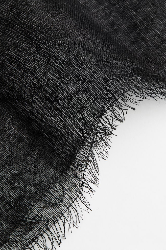 Linen scarf - Black - 4