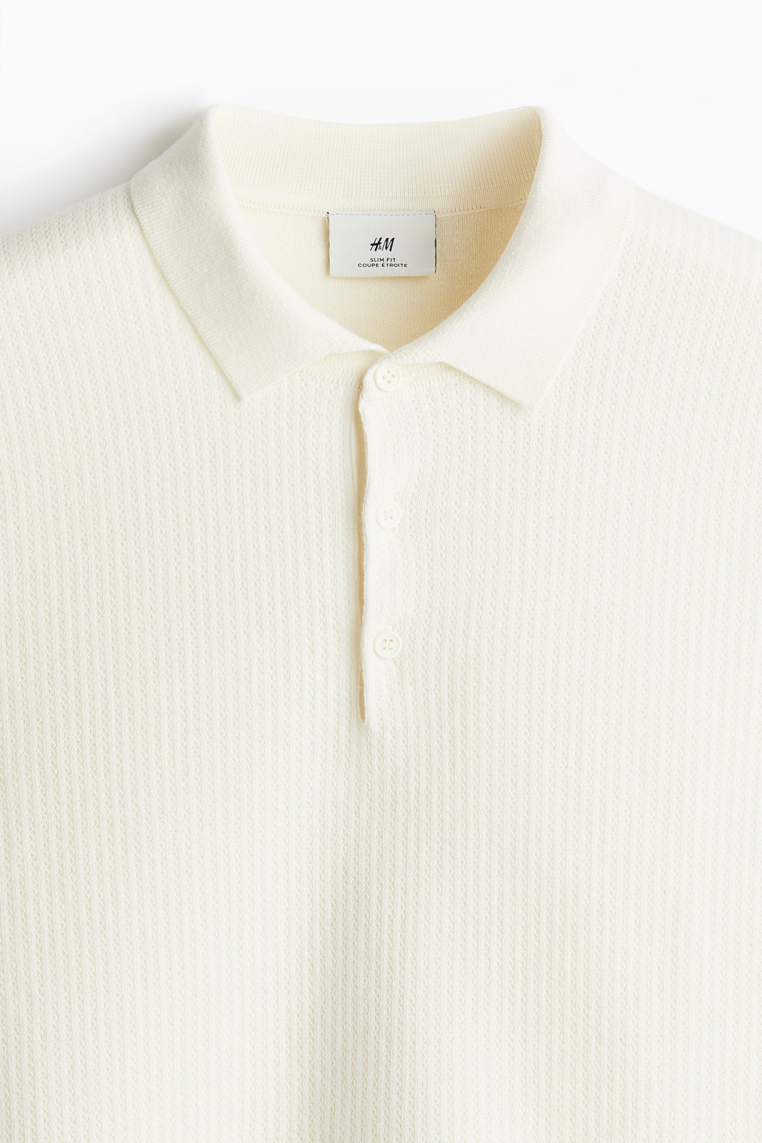 Slim Fit Textured Polo Shirt - Cream/Navy blue/Dark brown - 5