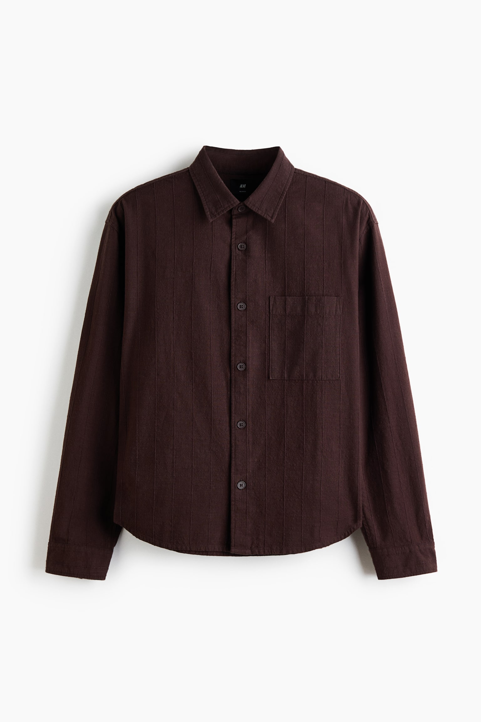 Relaxed Fit Cotton shirt - Dark brown/Cream