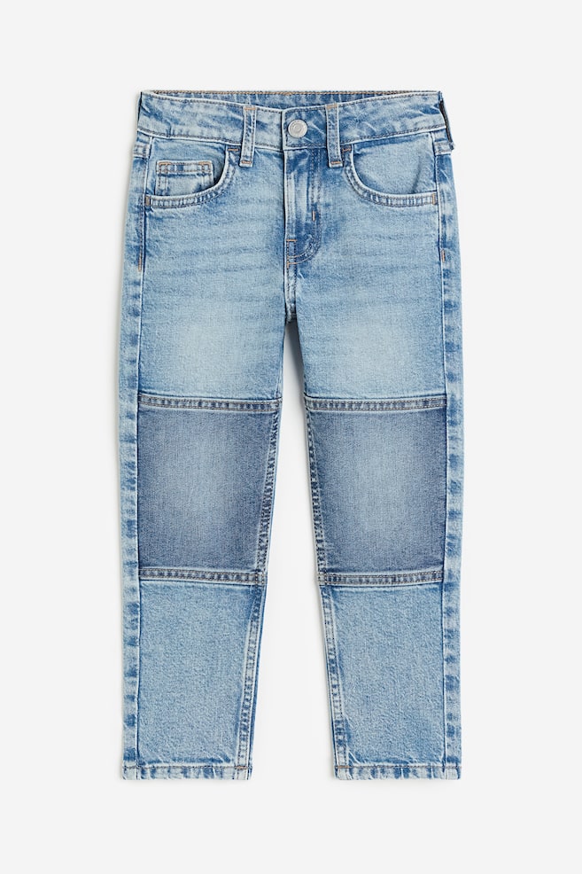 Relaxed Fit Jeans mit verstärkten Knien - Denimblau/Schwarz/Washed out - 1