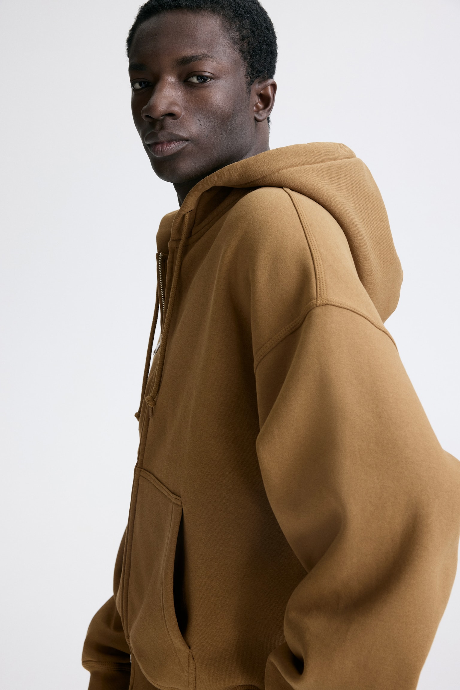 Felpa Oversized Fit con cappuccio e cerniera - Beige scuro/Nero/Grigio chiaro mélange/Verde scuro/Light grey marl - 4