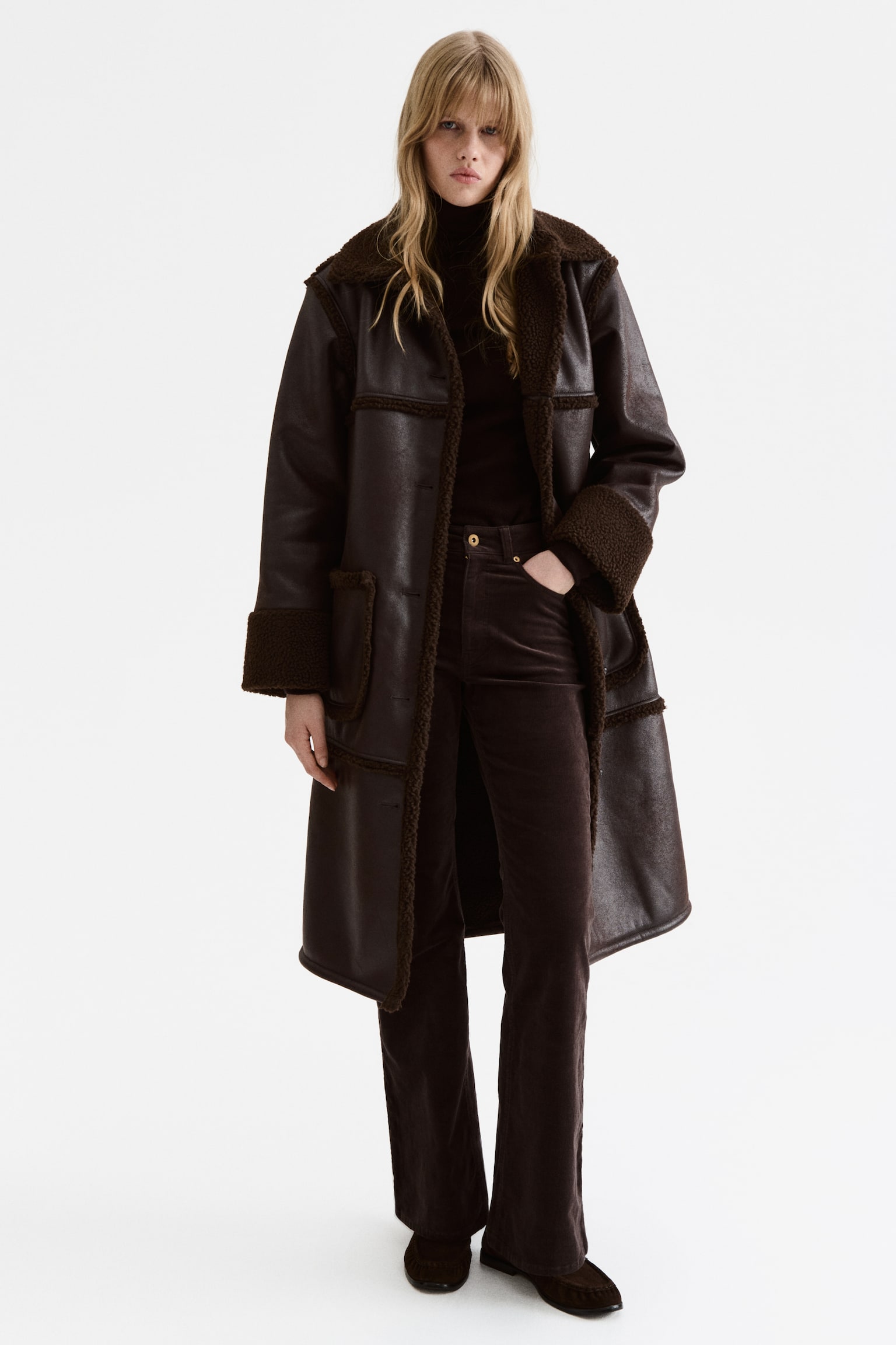 Pantalon évasé en velours côtelé - Marron foncé/Bleu marine/Bordeaux - 2