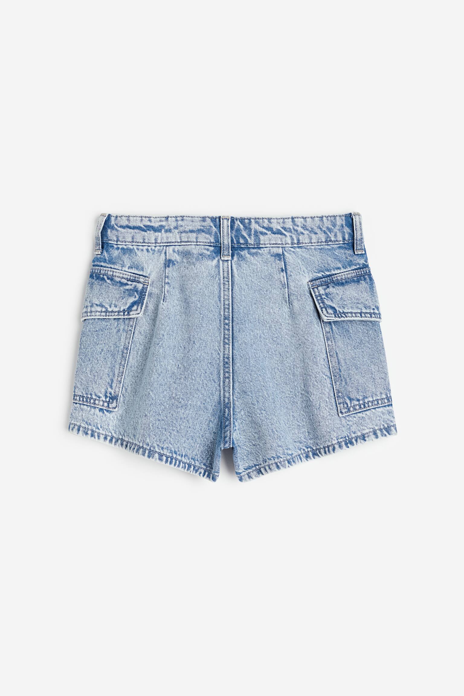 Relaxed Fit High Denim Shorts - Light denim blue/Light denim blue/Light denim blue/Flowers/Denim blue - 3