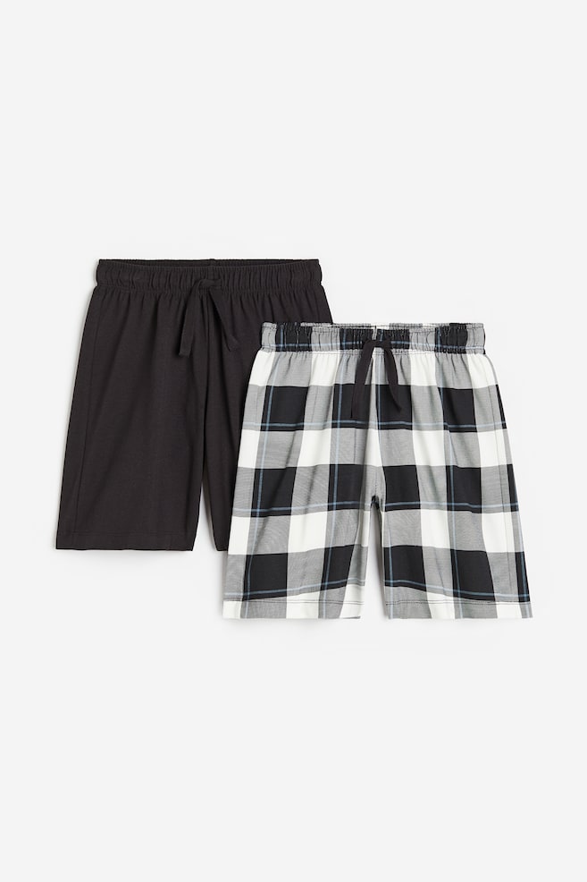 2-pack pyjama shorts - Black/Checked/Dusty blue/Palm trees - 1