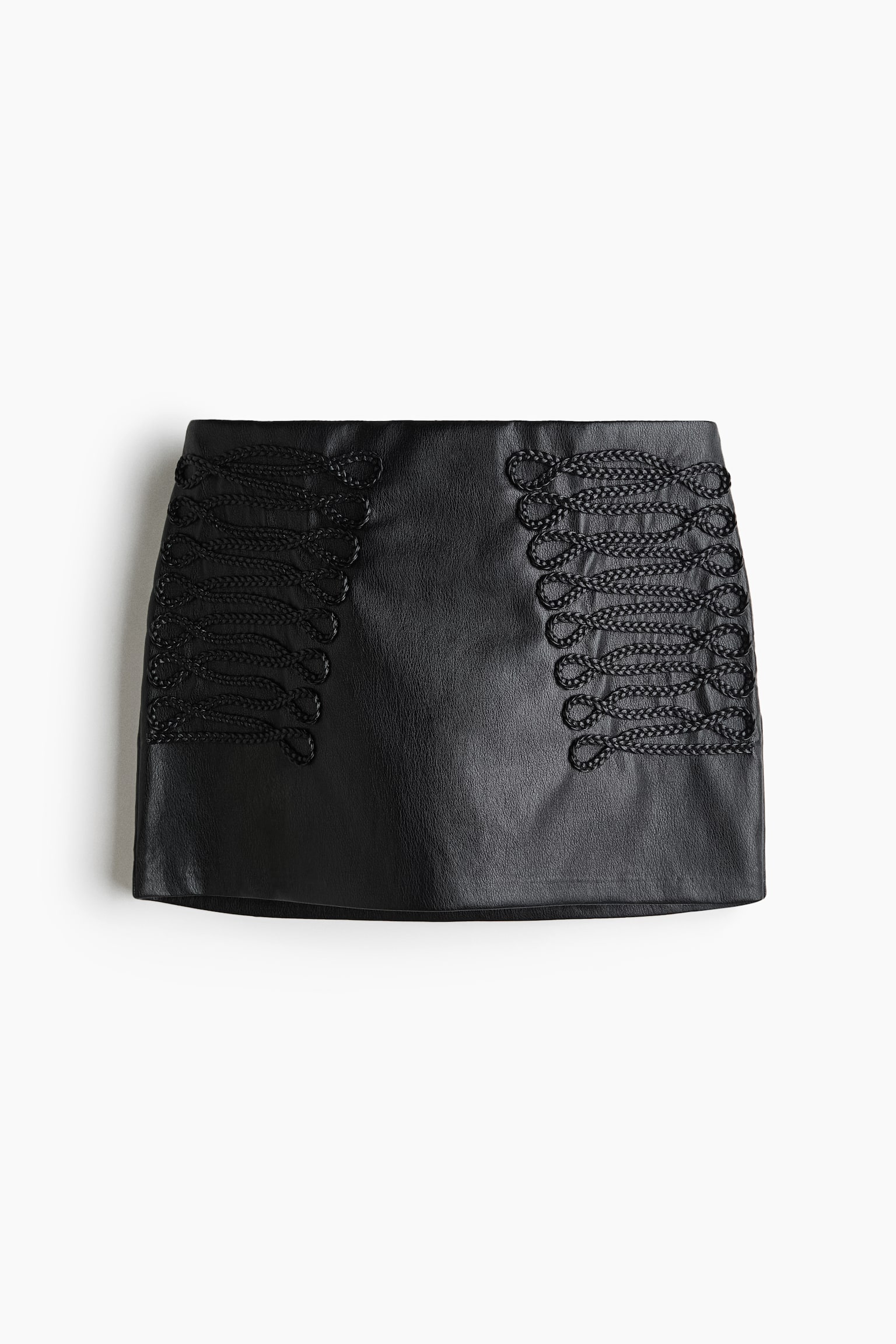 Falda con detalle trenzado - Negro - 1