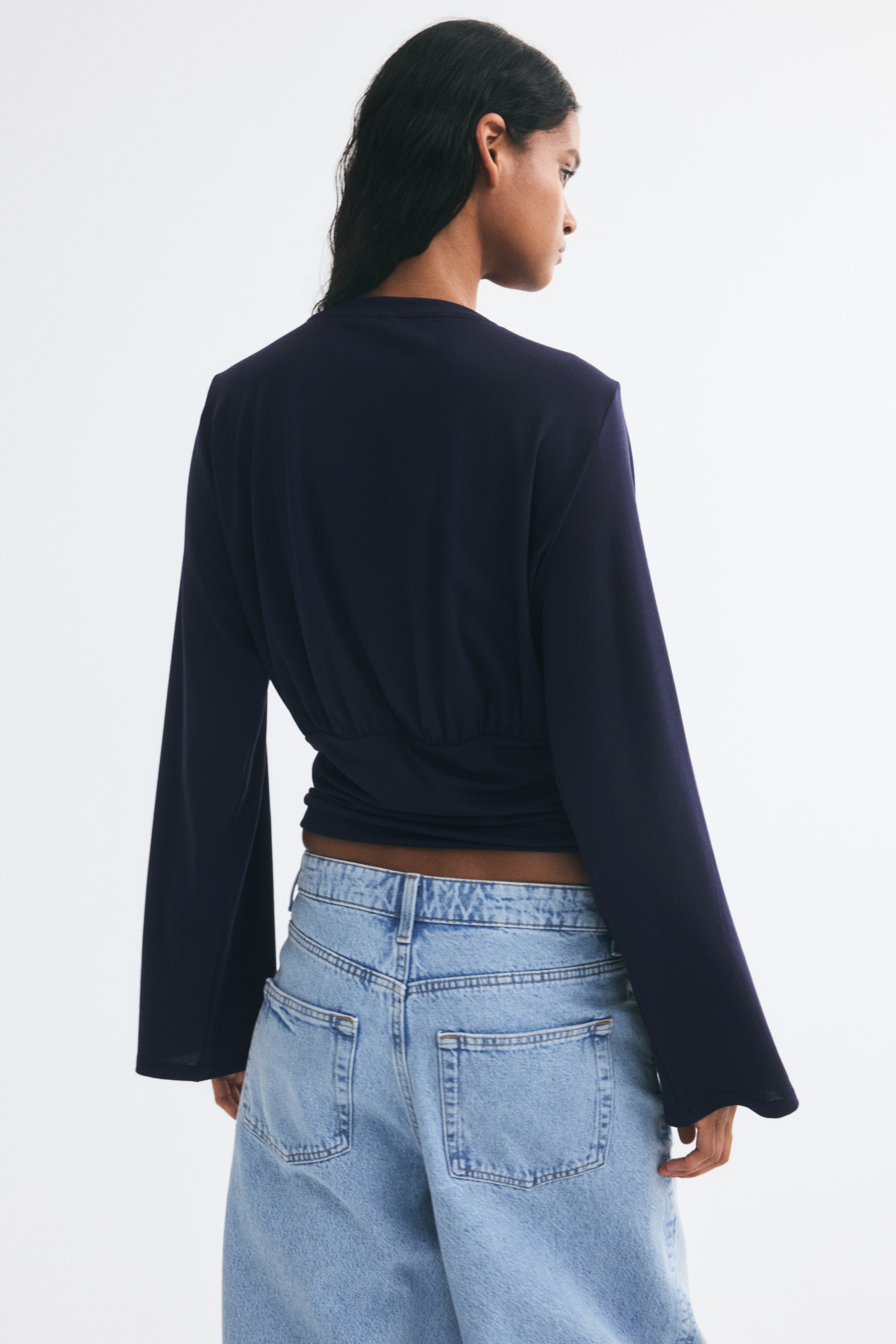 Long-Sleeved Gathered Top