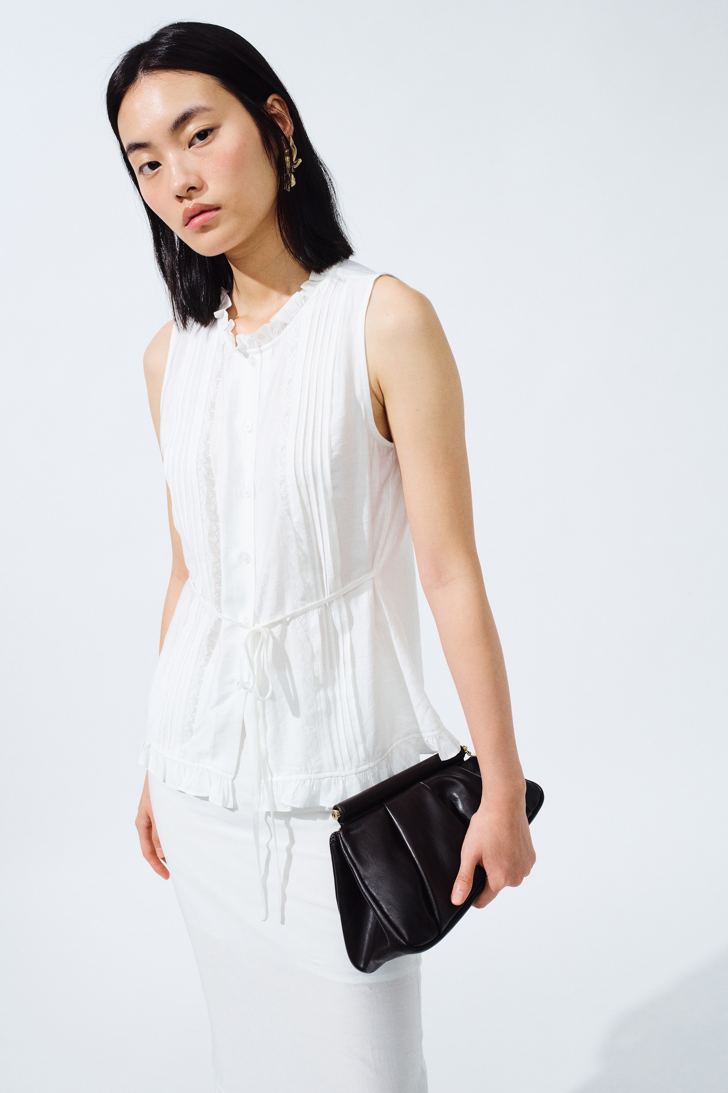 ノースリーブブラウス | 白の袖なしハイネック 他 | H&M JP