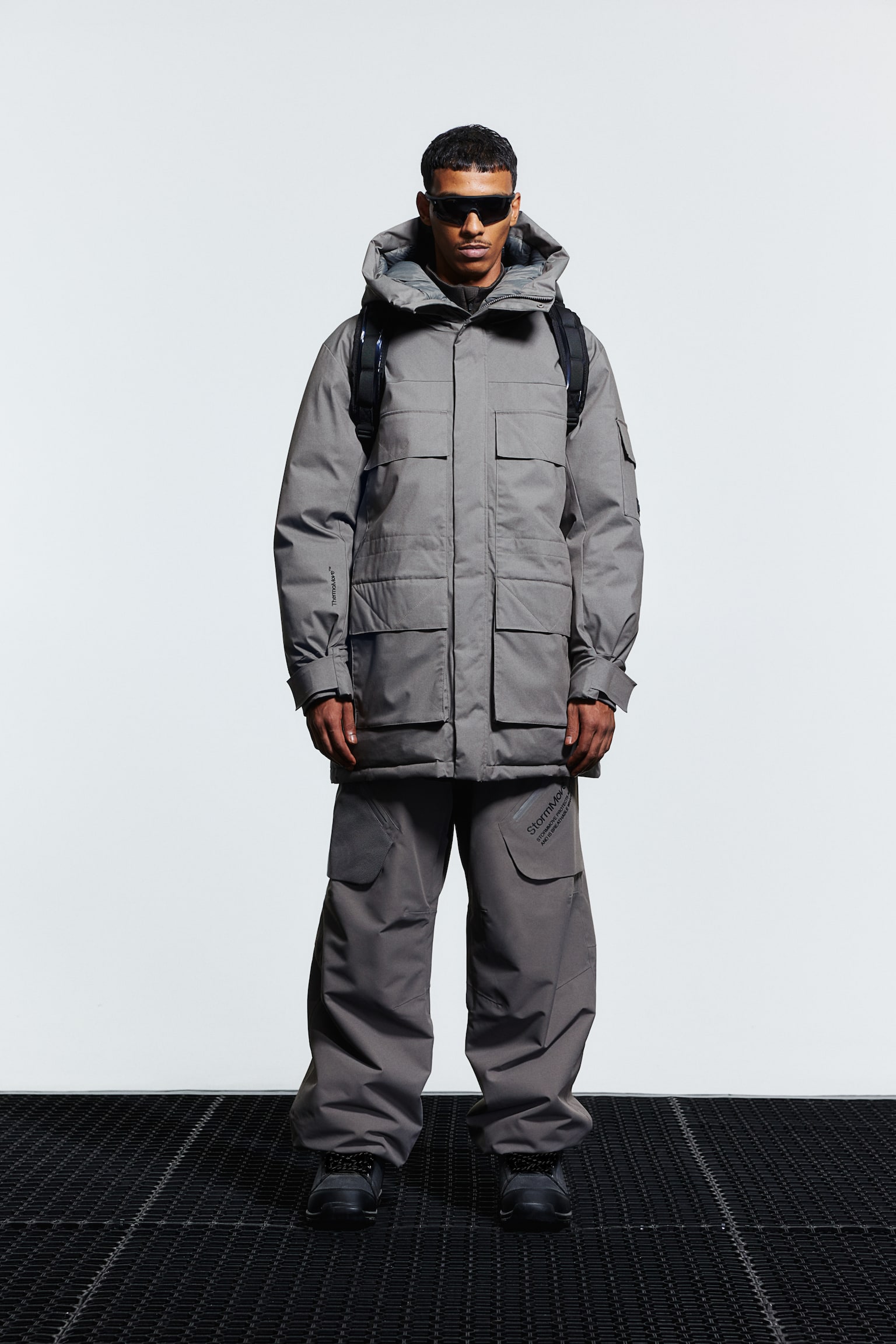 Regular Fit 2-layer insulated parka - Dark grey/Black - 1