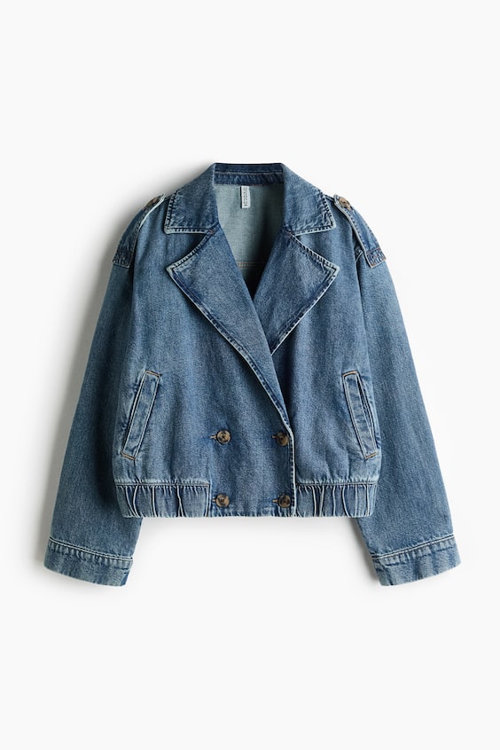 Женские куртки H&M Double-Breasted Denim Jacket