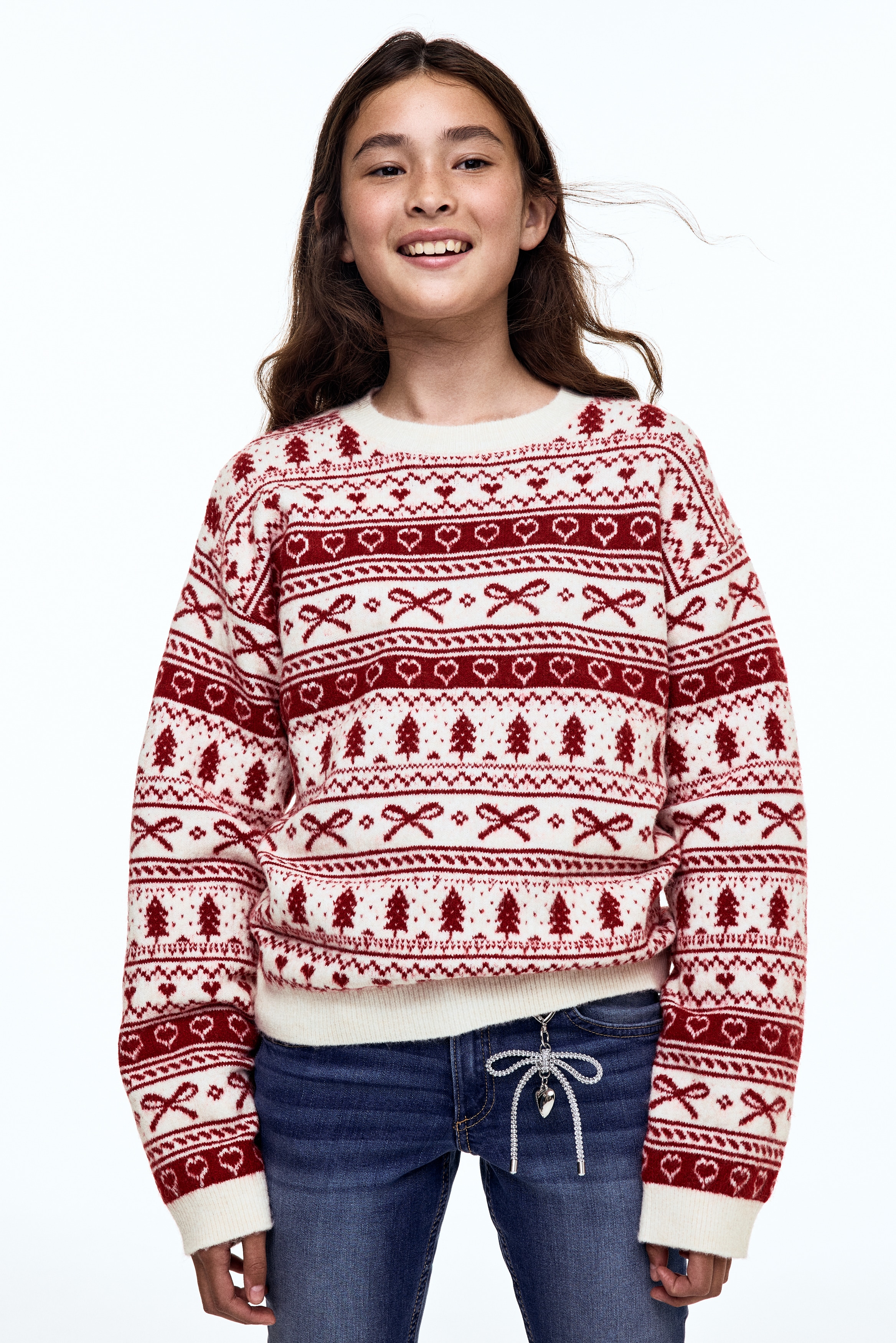 Loose Fit Genser med motiv - Mørk rød/Hvit/Hvit/St. Anton/Sort/Les Alpes/Blå/Stjerner/Marineblå/Teddybjørn/Sort/Blomster