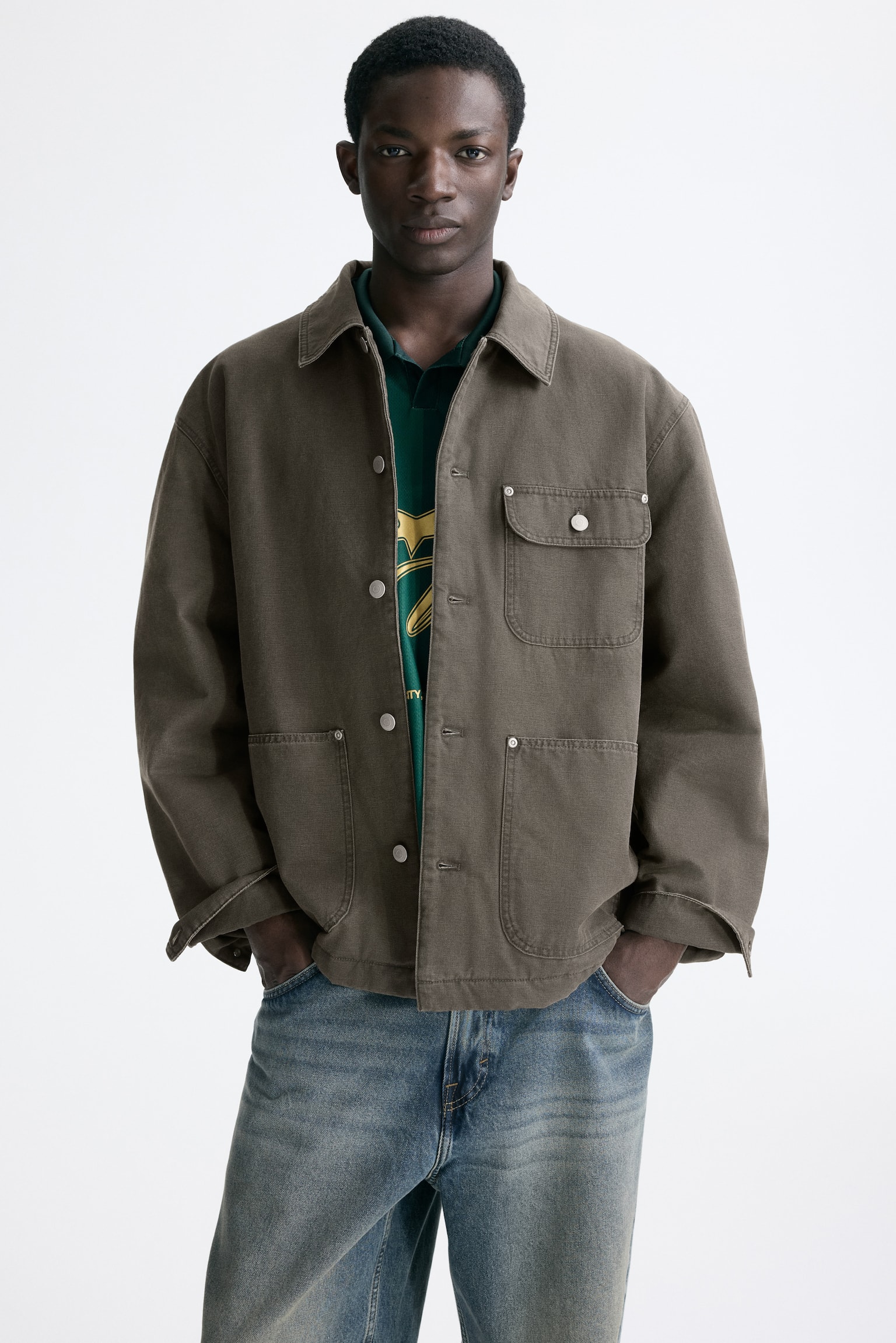 Padded shacket - Dark grey - 1