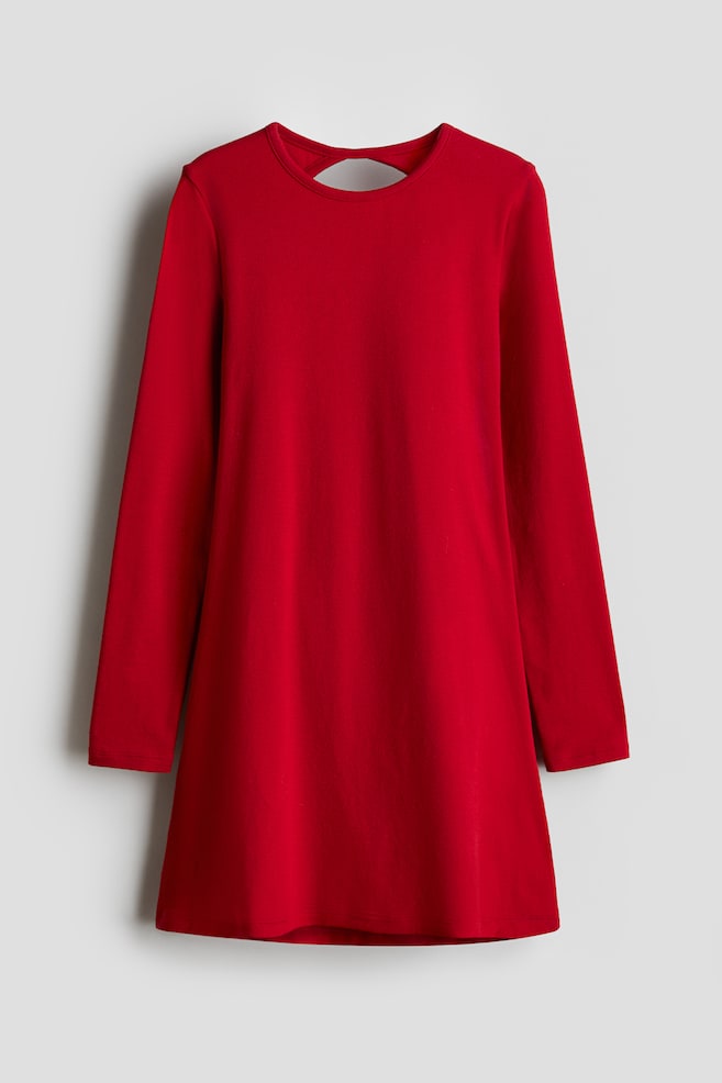 Cut-out back jersey dress - Red/Black - 1