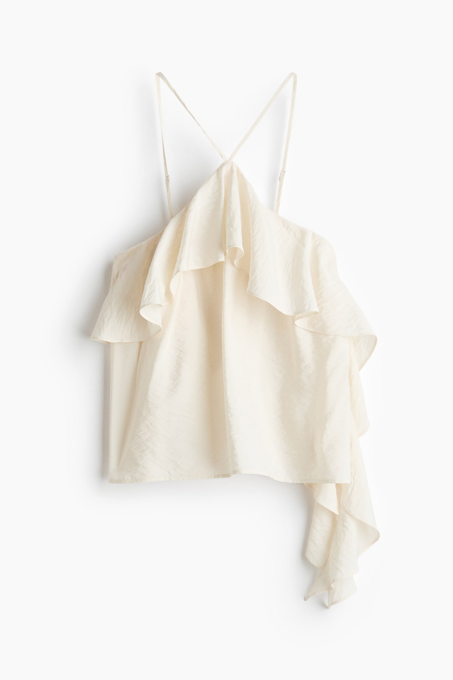 Flounced strappy top - Cream - 1
