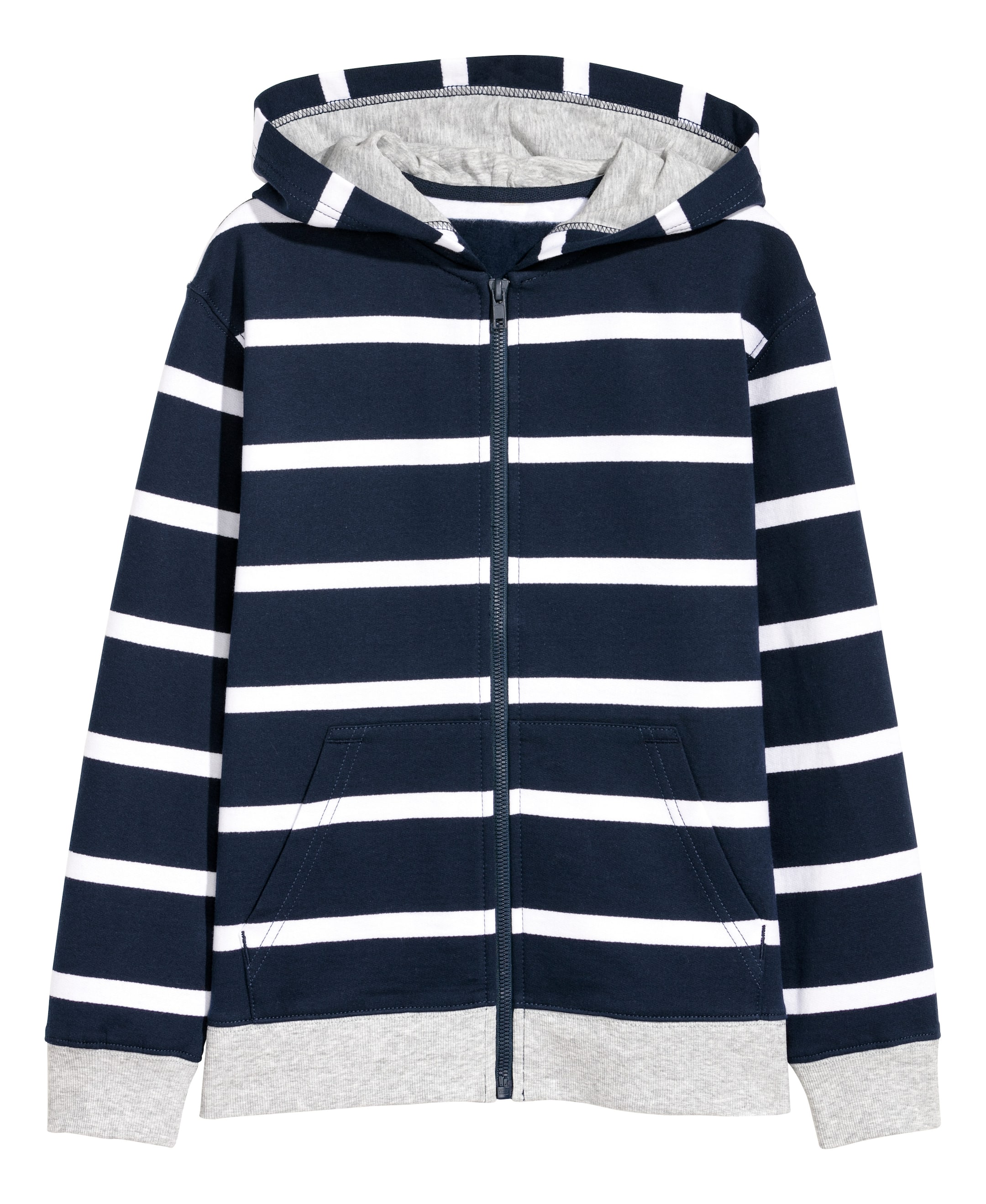 Cardigan da donna con chiusura lampo, casual, tinta unita, con cappuccio e maniche lunghe, maglione a coste da donna, Blu marino, XL