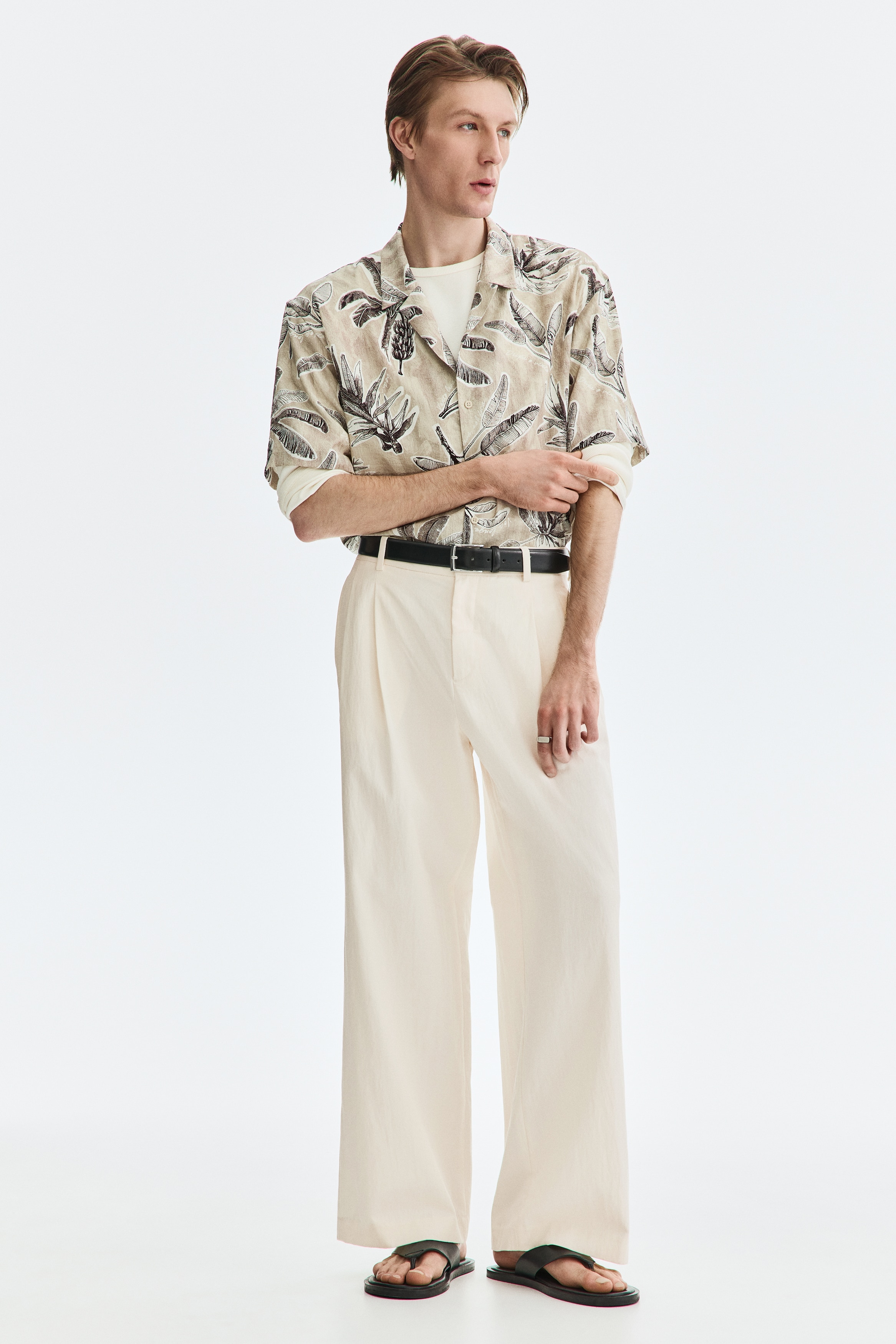 Pantaloni ampi Loose Fit - Crema/Beige scuro