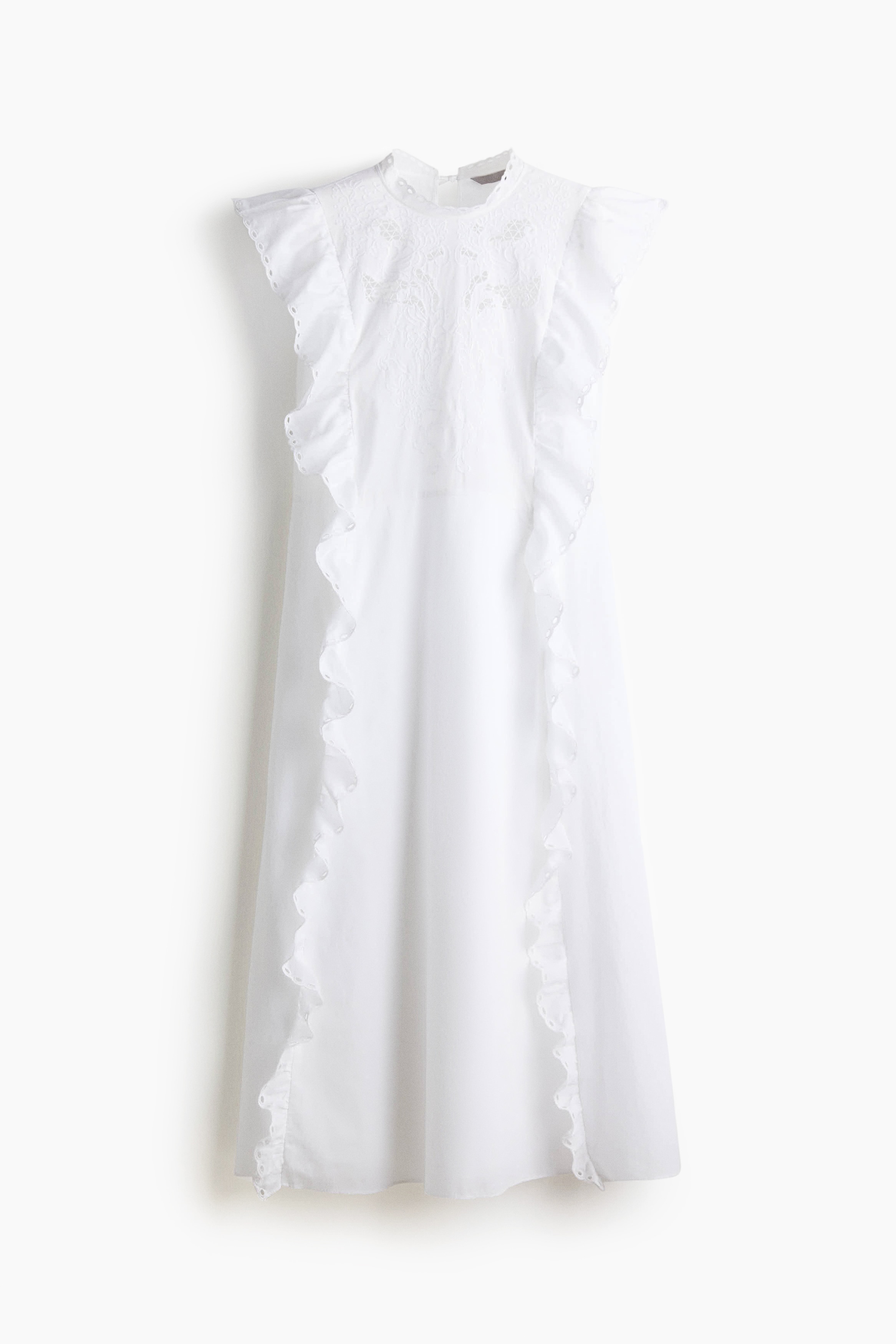 Embroidery-detail cotton dress - White