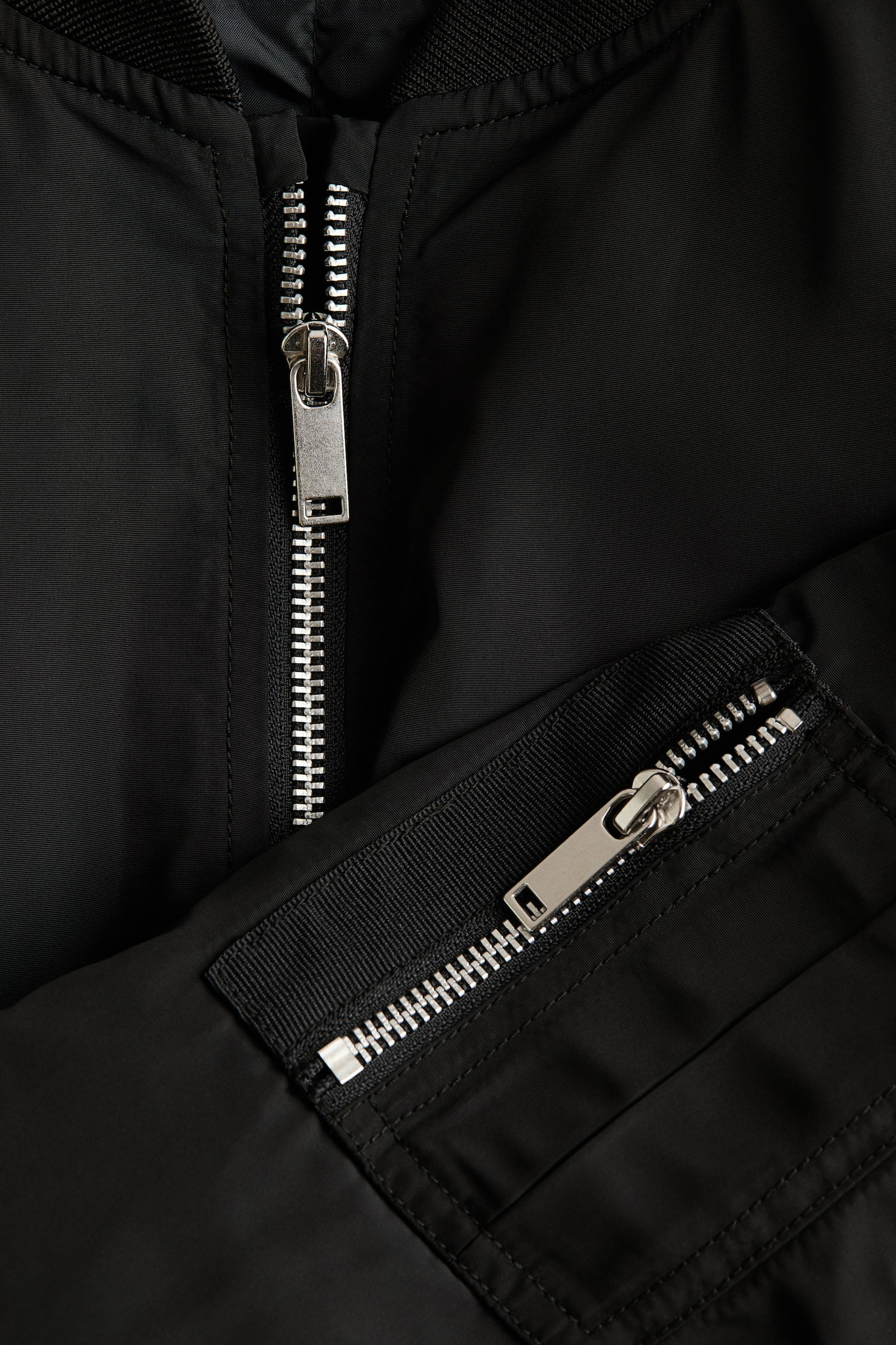 Padded bomber jacket - Black/Khaki green/Light beige - 2