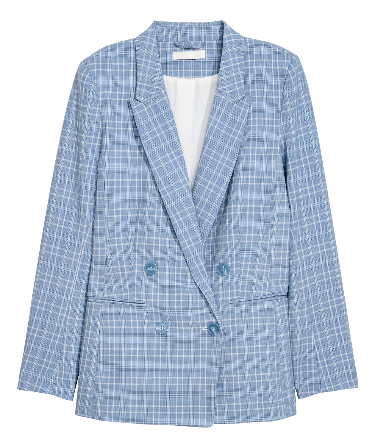 Jacket - Long sleeve - Light blue/Checked - Ladies | H&M GB