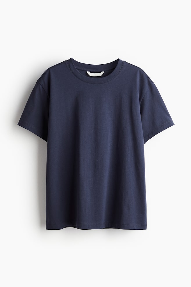 T-Shirt aus Baumwolle - Marineblau/Weiß/Schwarz/Hellbeige/Gestreift/Cremefarben/Hellbeige/Weinrot/Greige/Dunkelgrau - 2