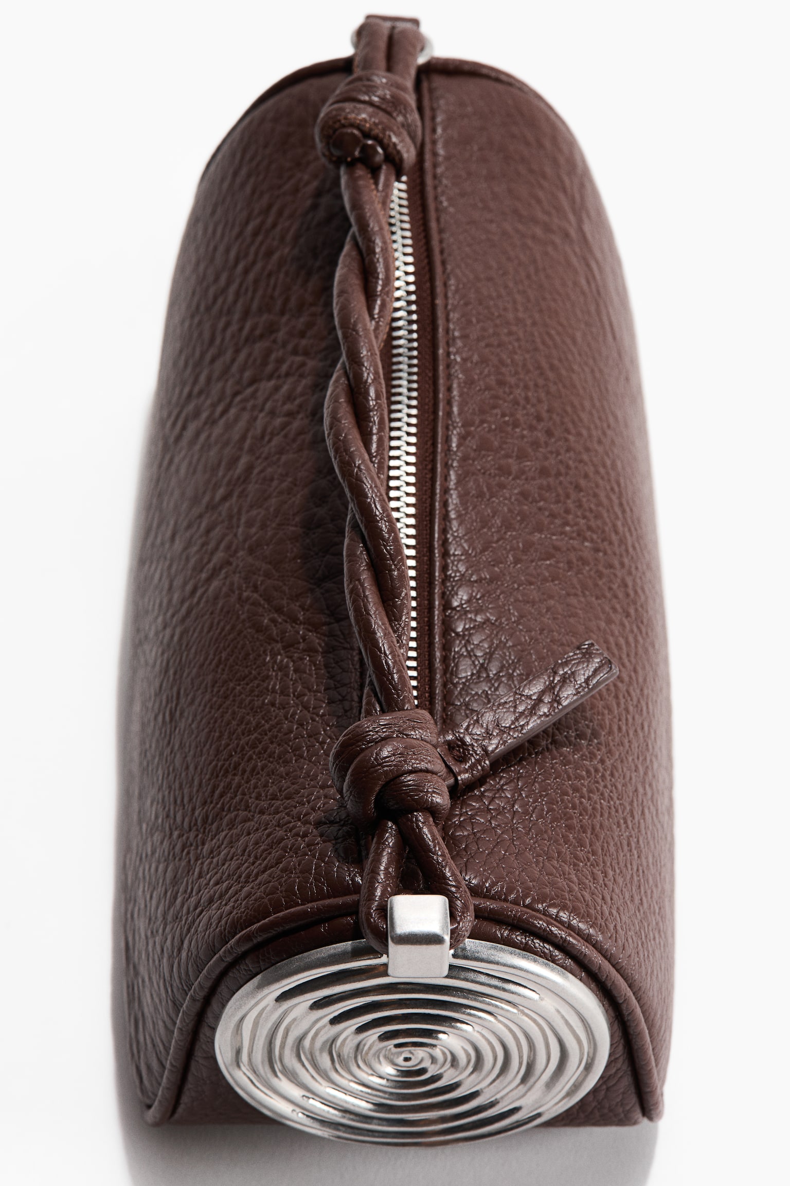 Metal-detail handbag - Dark brown/Silver-coloured/Powder pink - 3