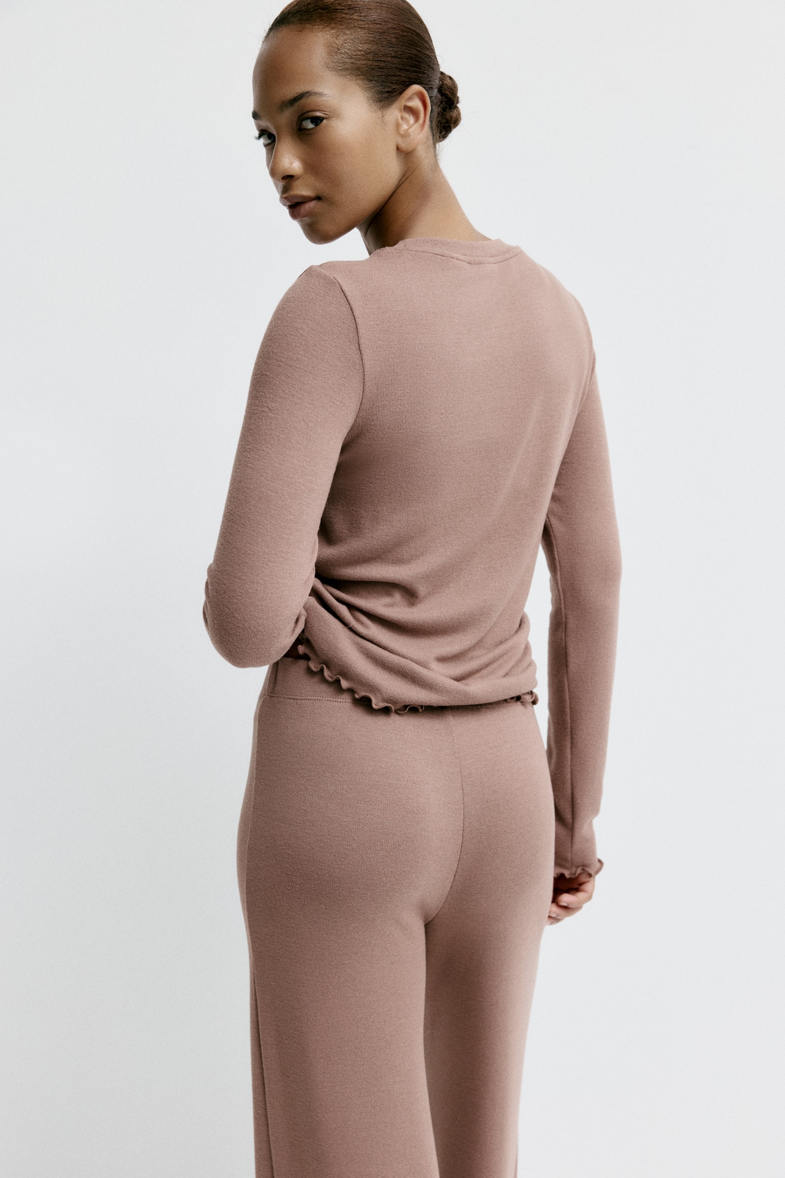 פיג'מת ג'רזי מוברש - אפור עכבר מלאנז' - 3