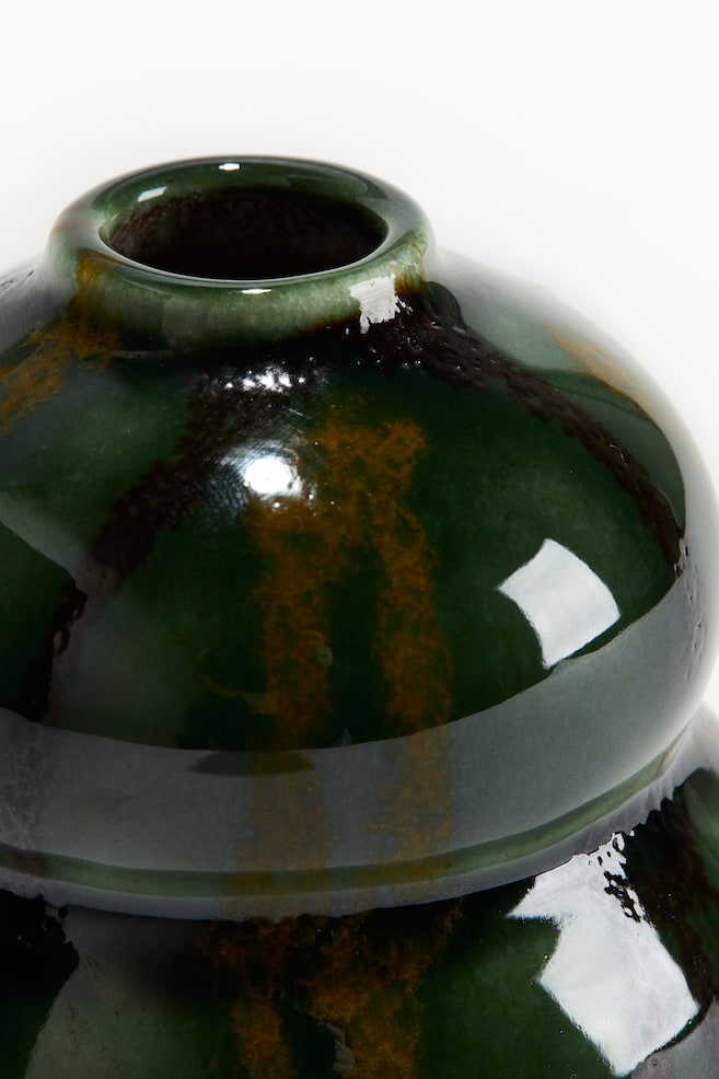 Kleine Vase aus Steingut - Dunkles Olivgrün/Hellbeige/Dunkles Olivgrün/Braun/Gemustert/Braun/Gemustert/Hellbeige/Gemustert/Hellbeige/Gemustert - 4