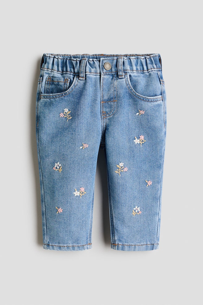 Embroidered-Detail Jeans - Denim blue/flowers/Light denim blue/flowers - 1