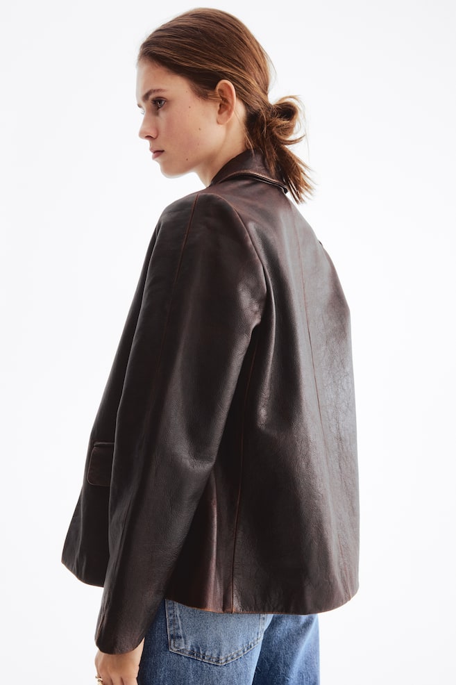 Leather jacket - Dark brown - 4