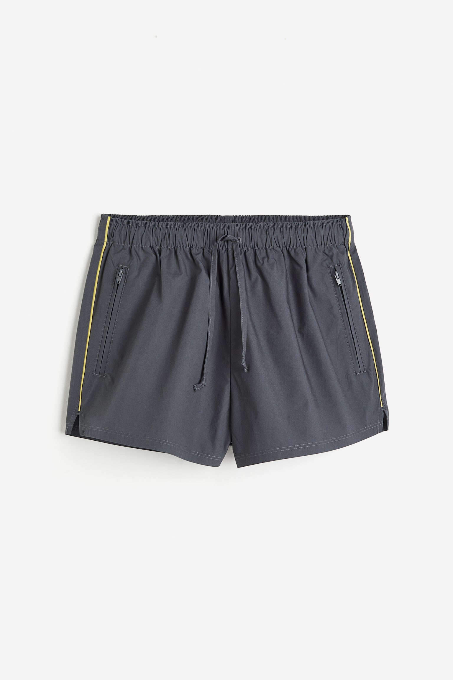 Piping-detail pull-on shorts - Dark grey/Cream/Black - 1