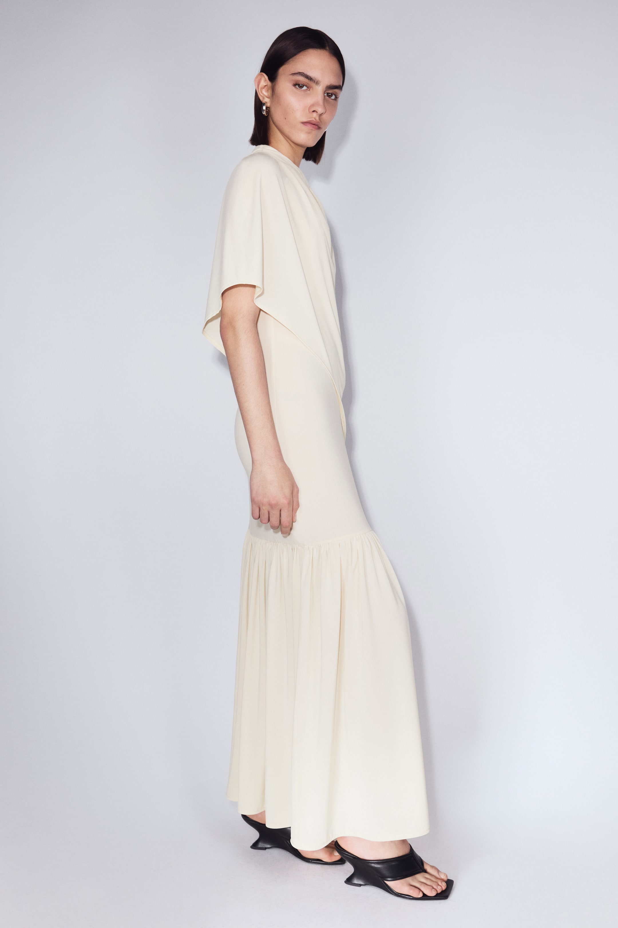 Cape-Detail Jersey Dress