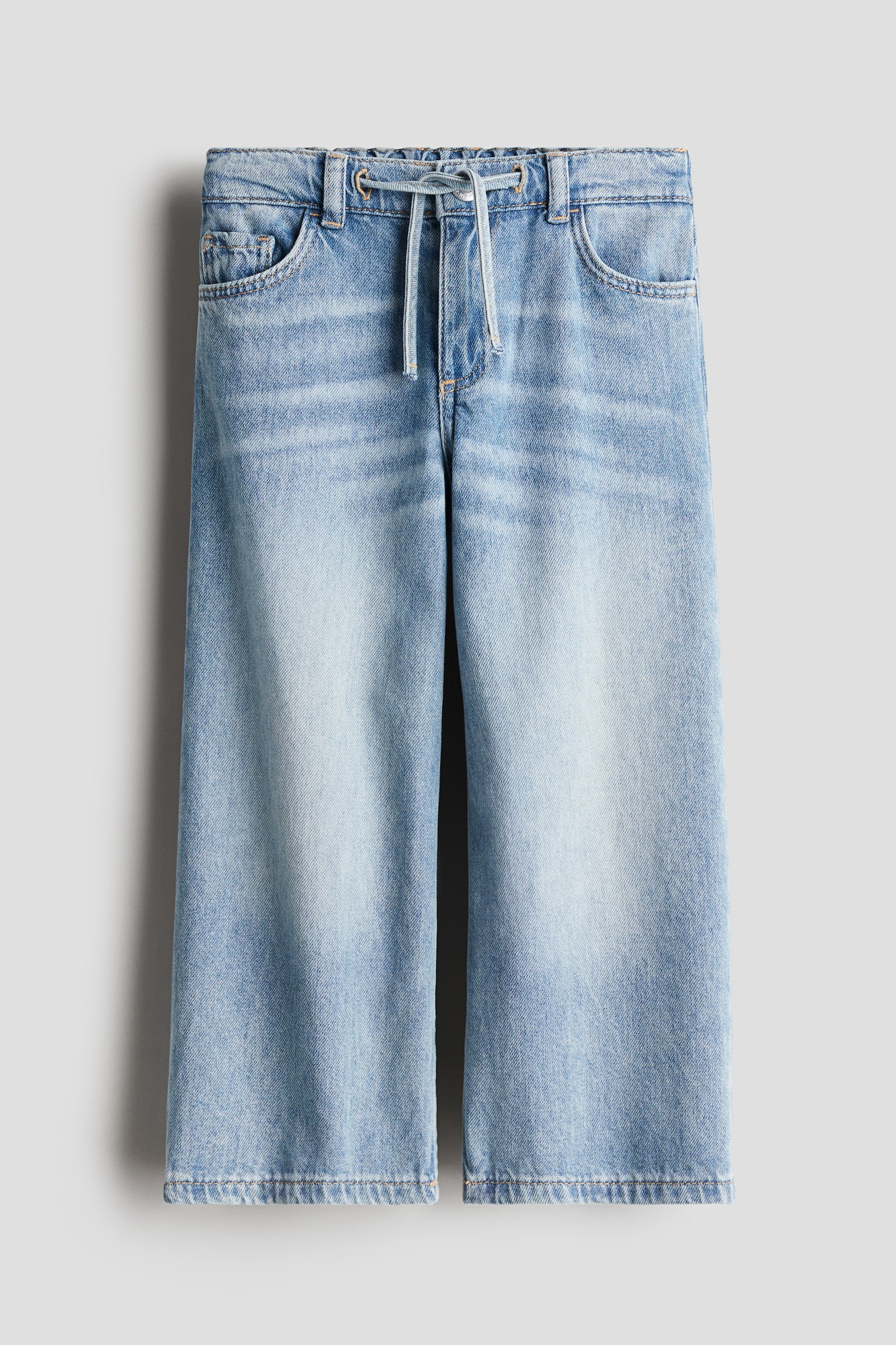 Drawstring-detail denim trousers - Light denim blue - 1