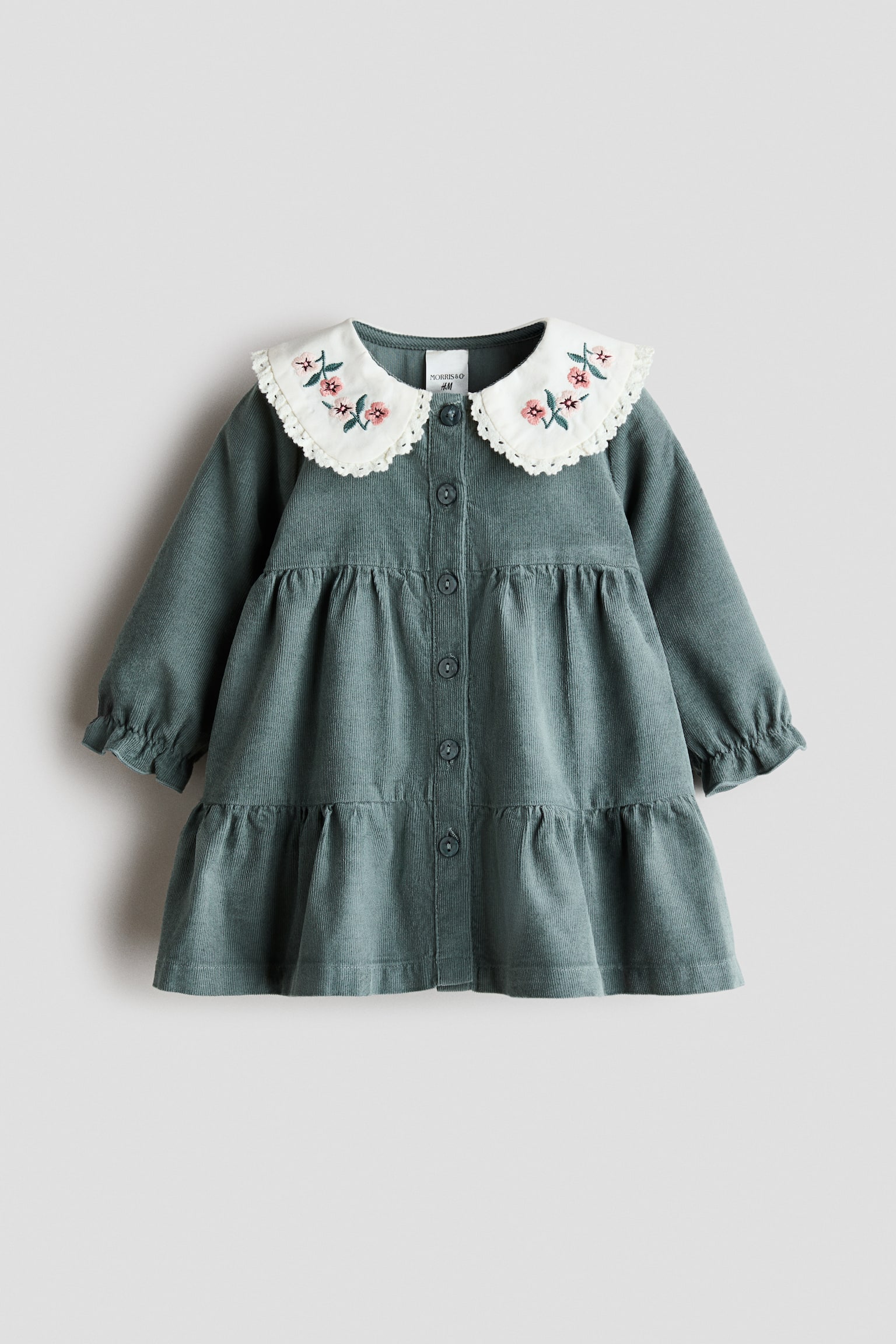 Детское платье H&M Cotton Corduroy, цвет: Зелёный — фото 1
