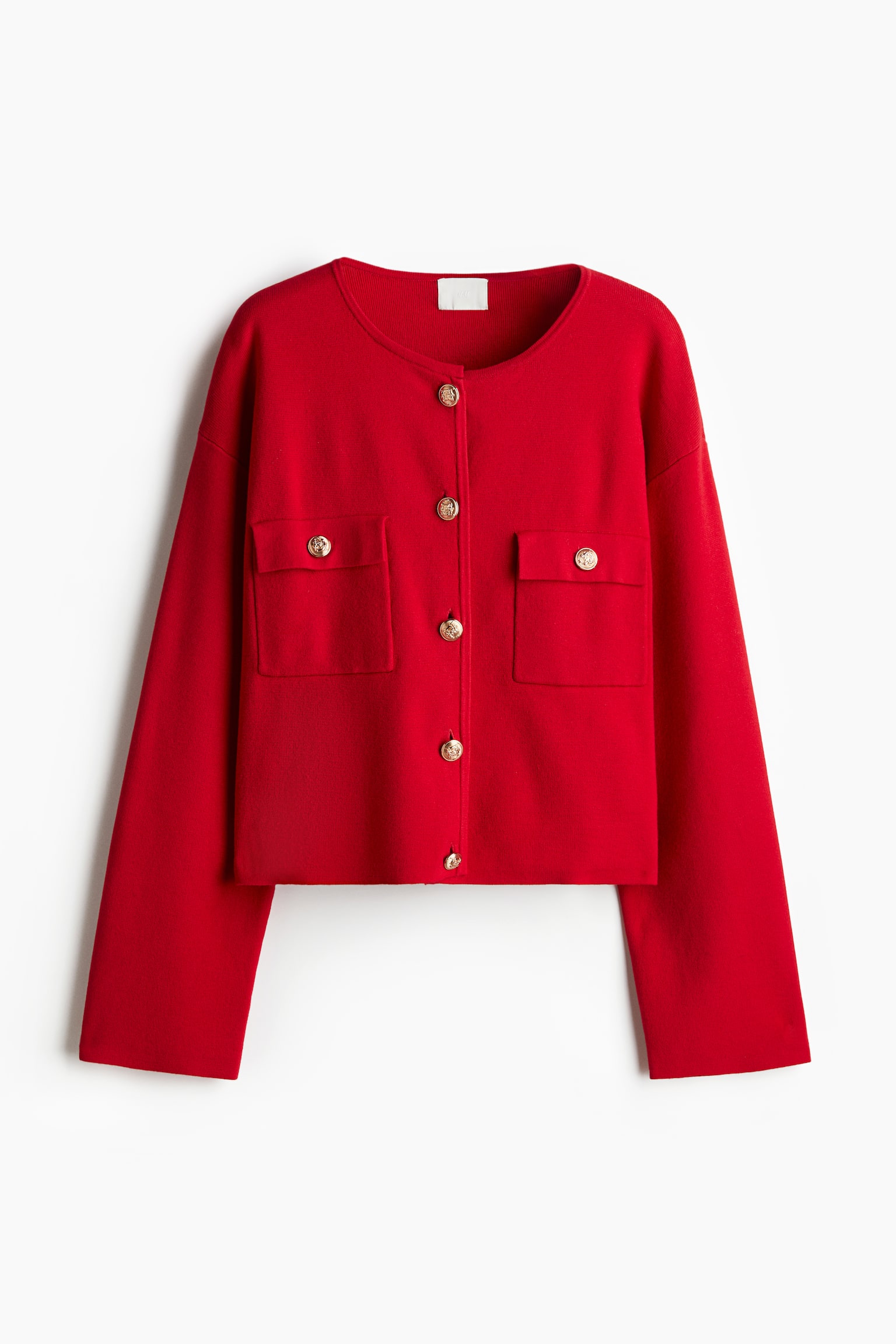 Pocket-detail cardigan - Red/Black/Cream/Grey marl - 2