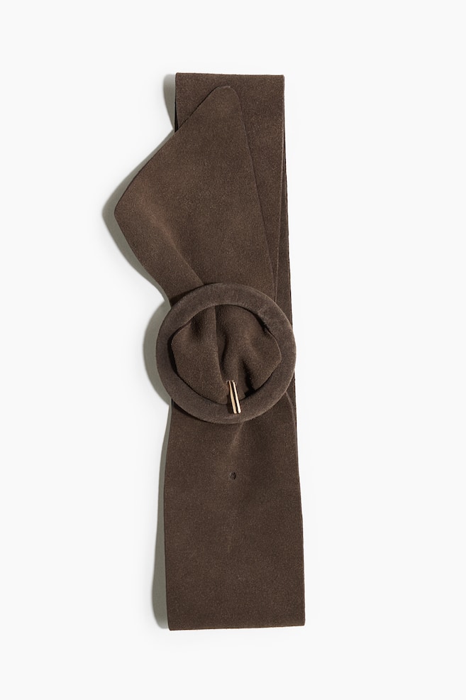 Ceinture en cuir velours - Taupe - 1