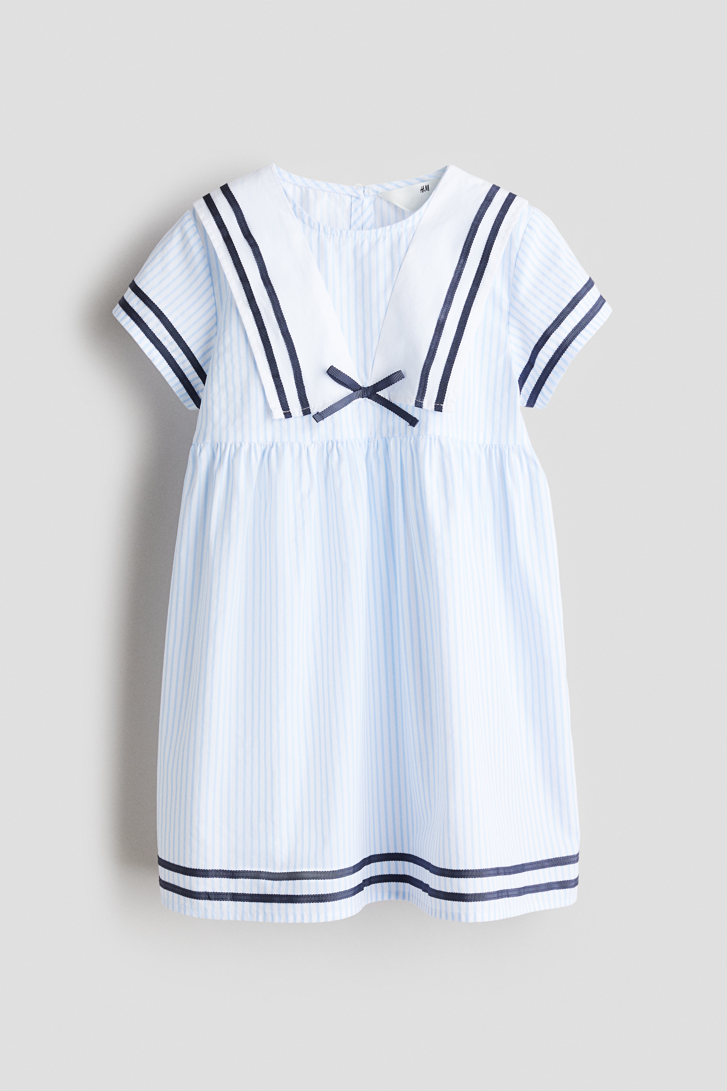 Cotton Sailor Dress - Light blue/striped/White/light pink striped