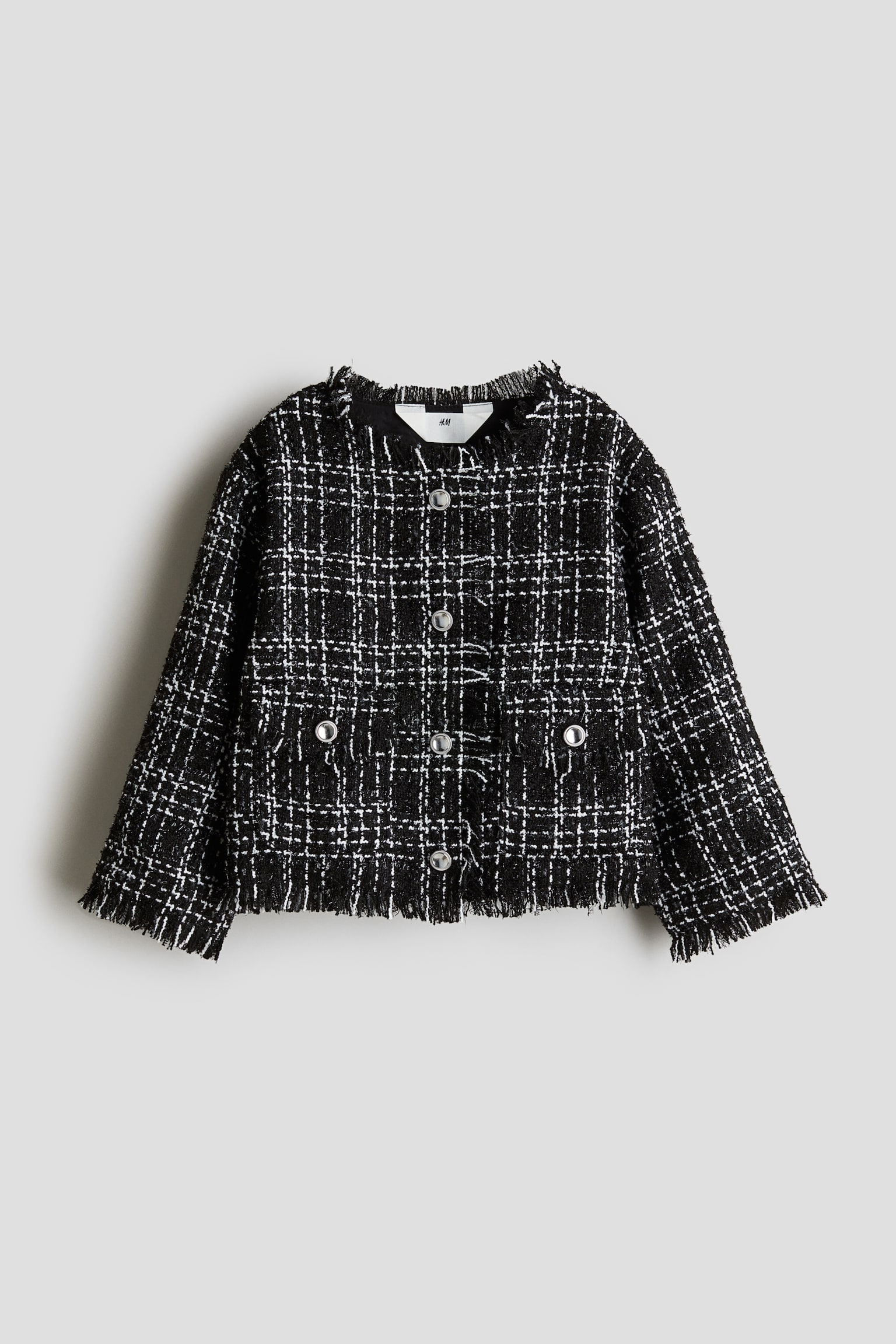 Bouclé jacket - Black/Checked - 1