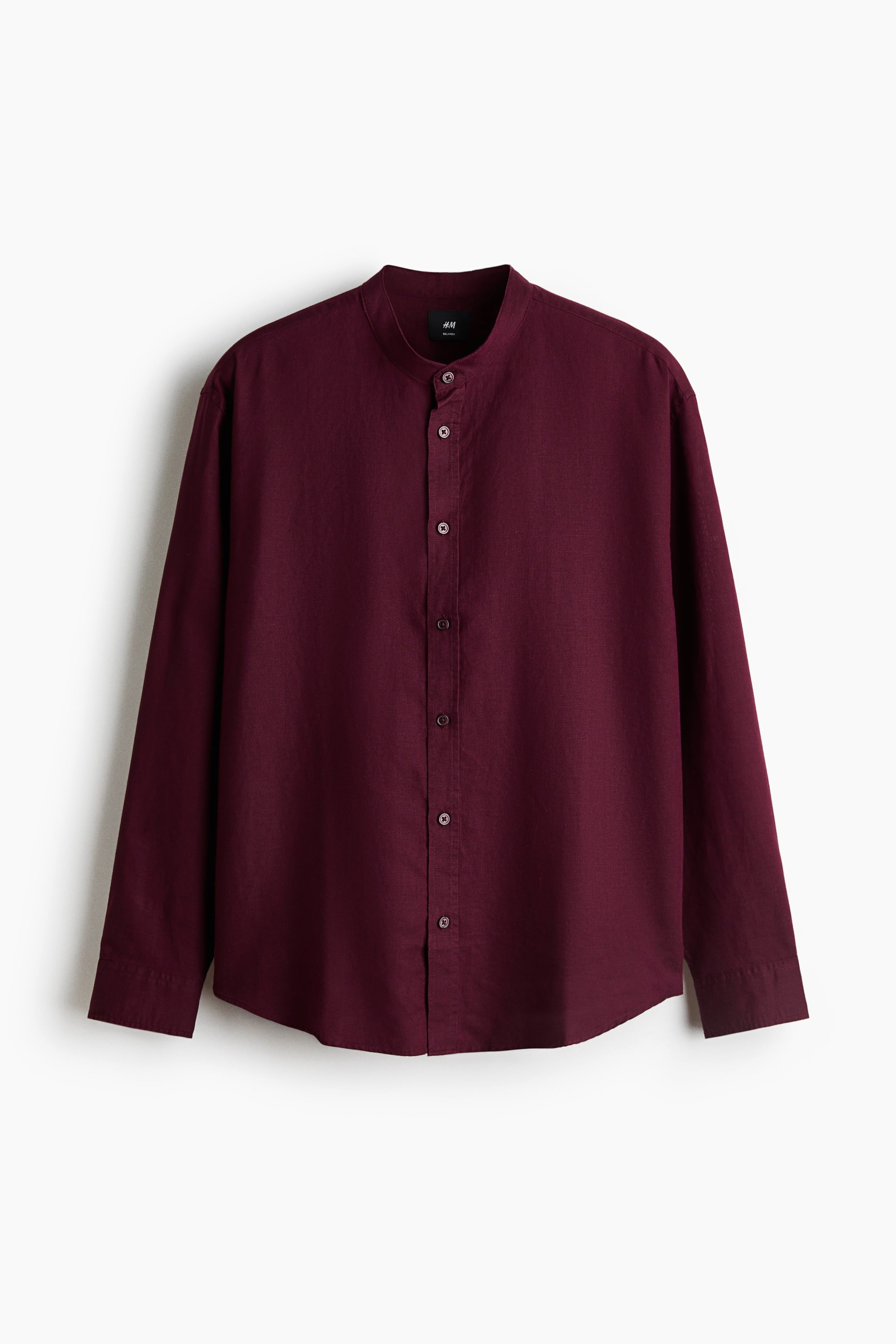 View larger image: Relaxed Fit Linen-blend shirt - Burgundy - Men | H&M 1