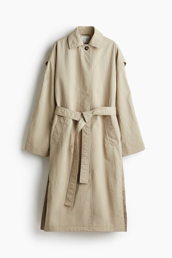 Trenchcoat mit Seitenschlitzen - Hellbeige - 1