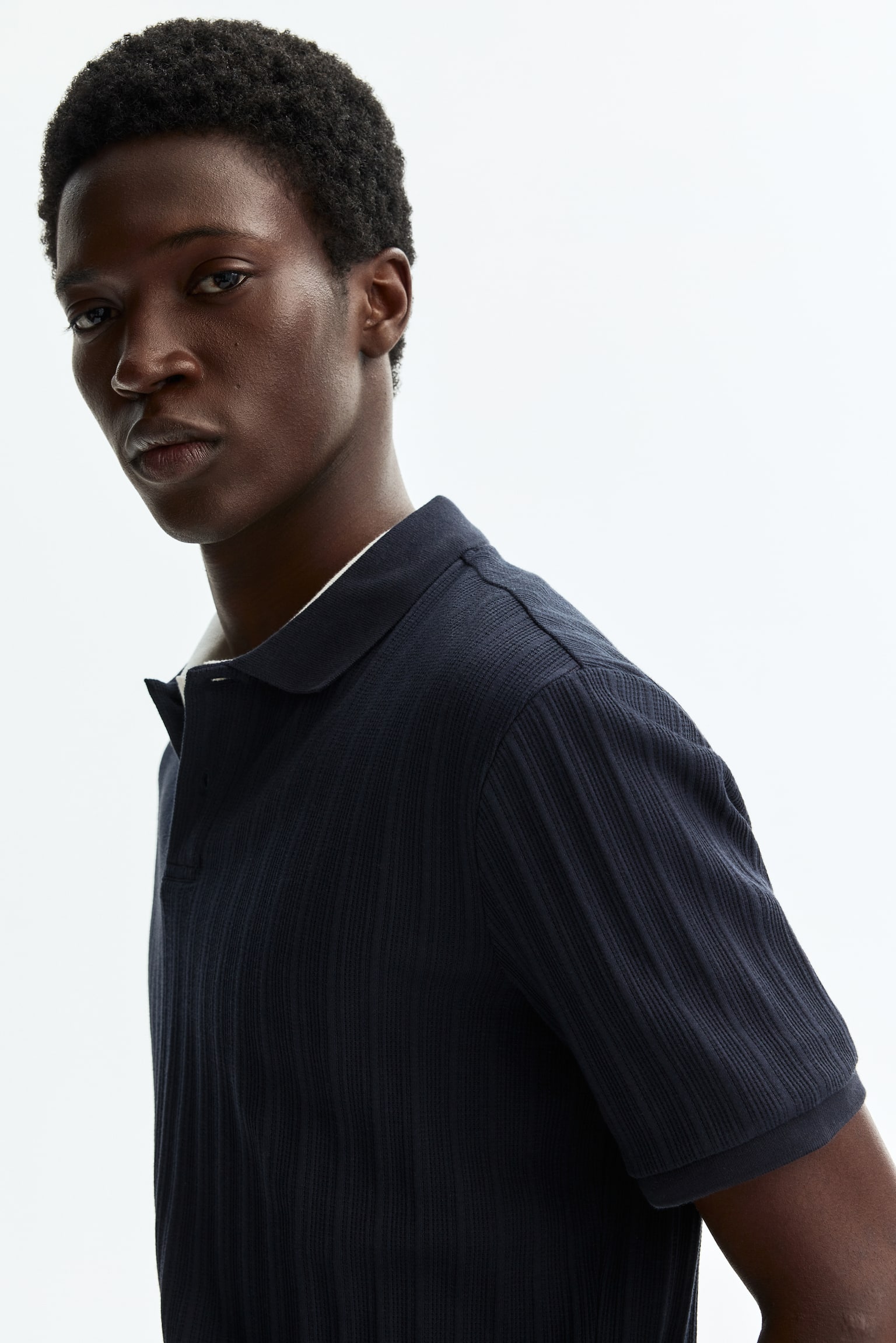 Polo en punto con textura Slim Fit-Azul marino - 7