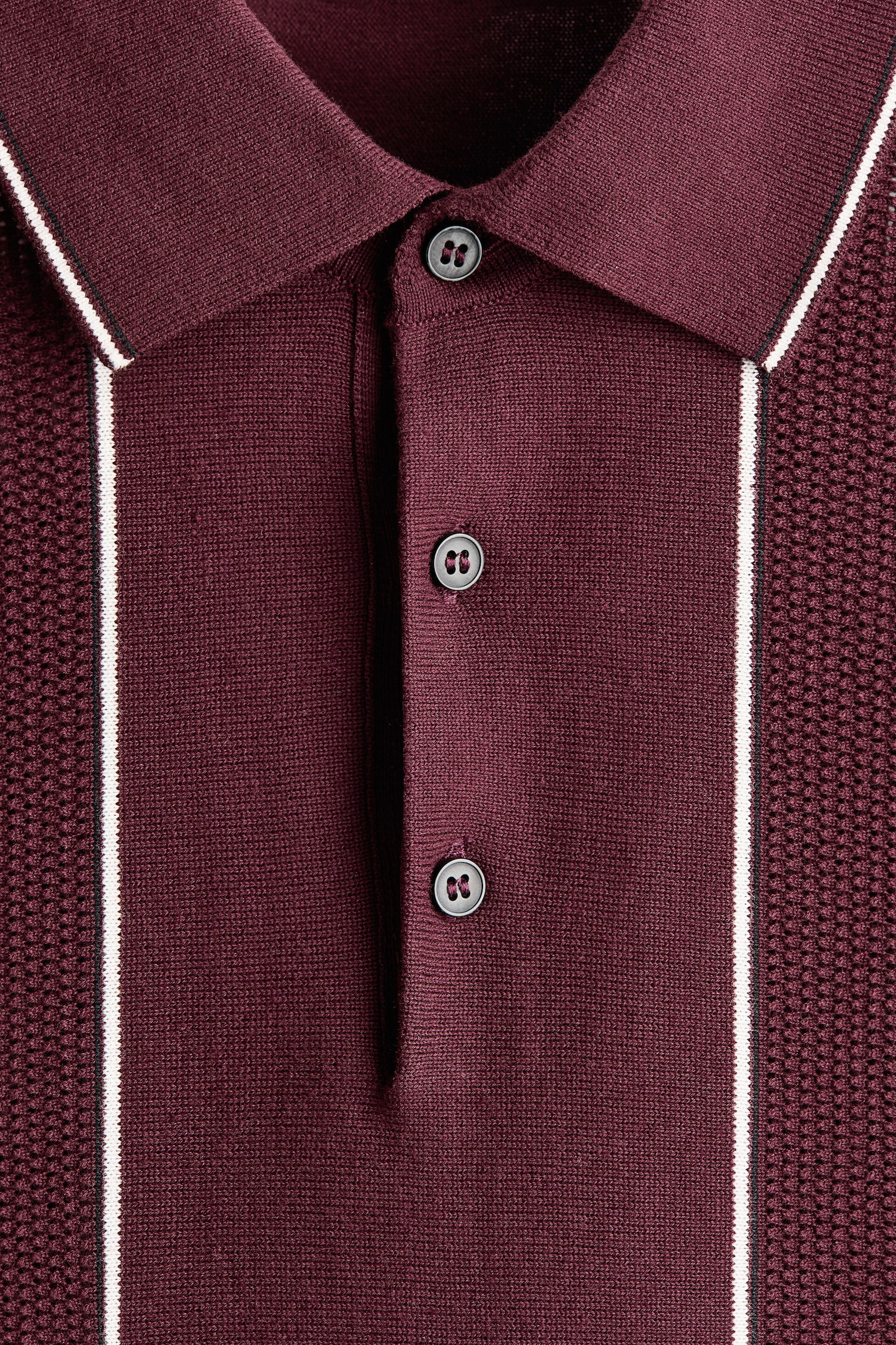 Playera polo tejida Regular Fit - Borgoña/Rayado/Blanco/Franjas - 2