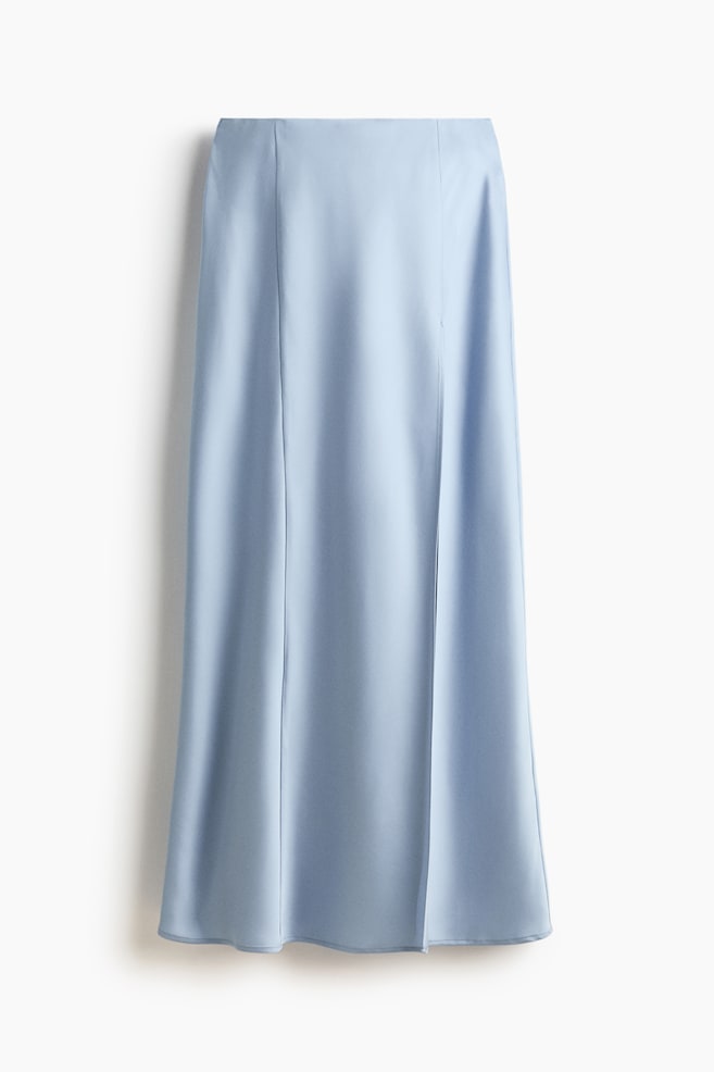 Falda maxi de satín - Azul claro - 1