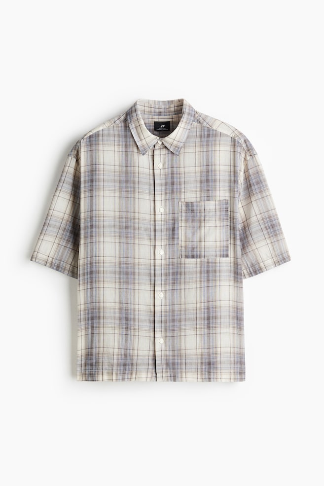 Relaxed-Fit Short-Sleeved Shirt - Beige/plaid - 1