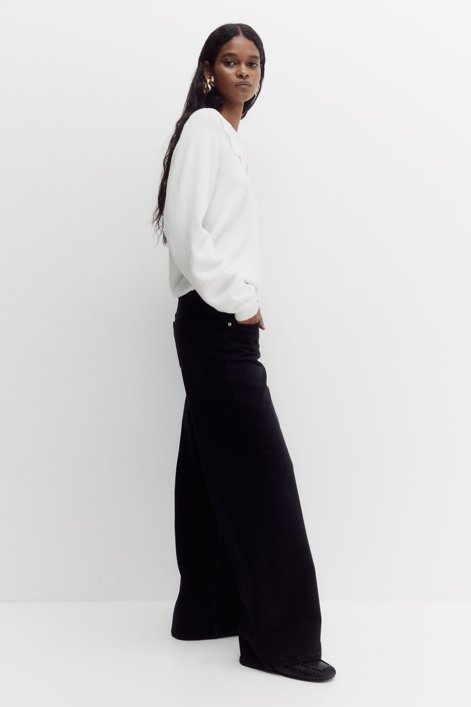 Wide Ultra High Jeans - Black/Light denim blue - 6