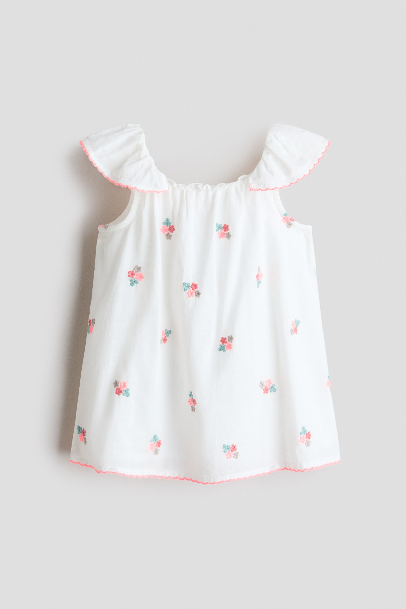 Pamuklu Çan Elbise - Beyaz/Çiçekli - 1