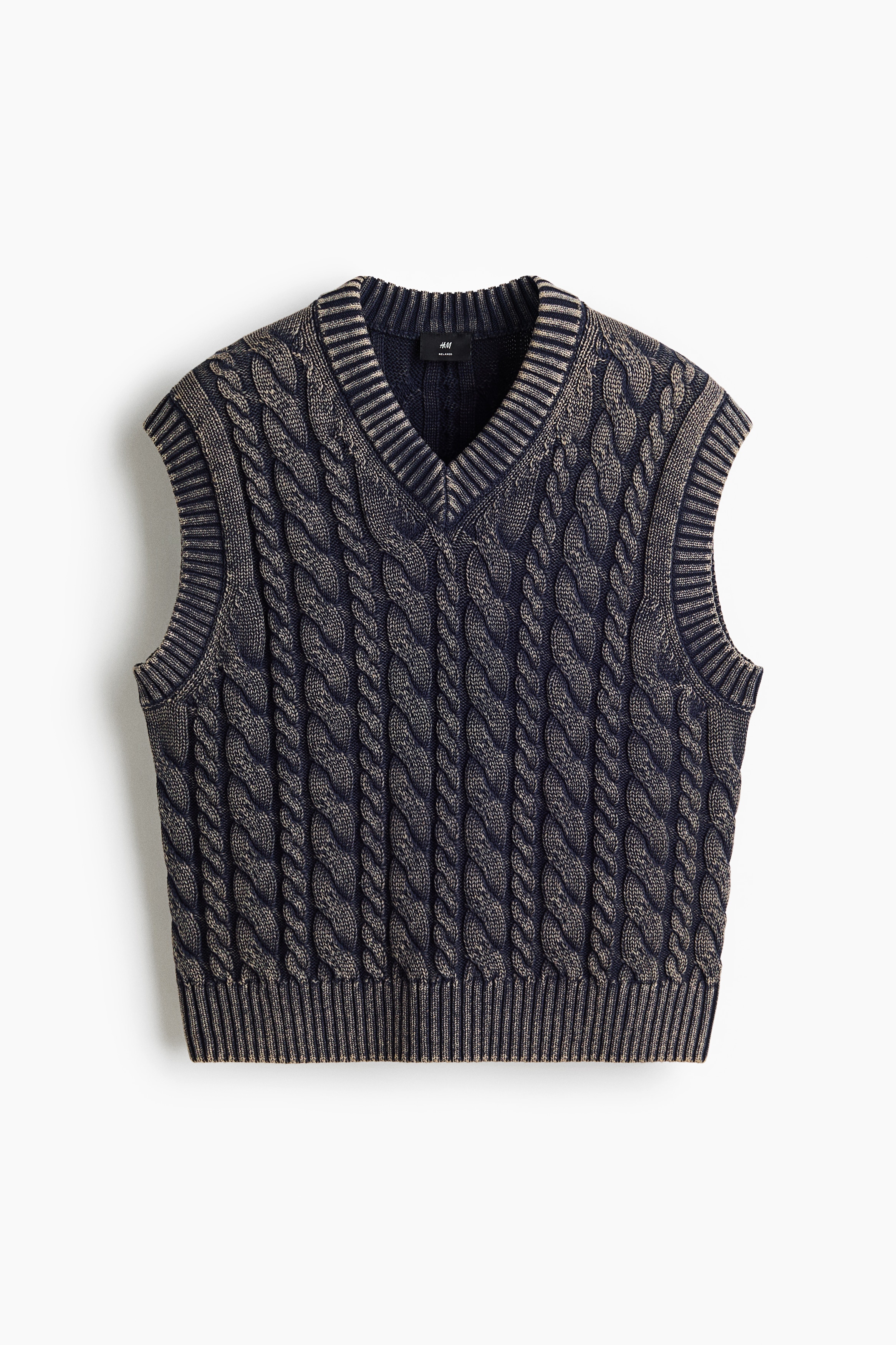 Suéter sin mangas de algodón Relaxed Fit - Azul marino/Azul empolvado claro