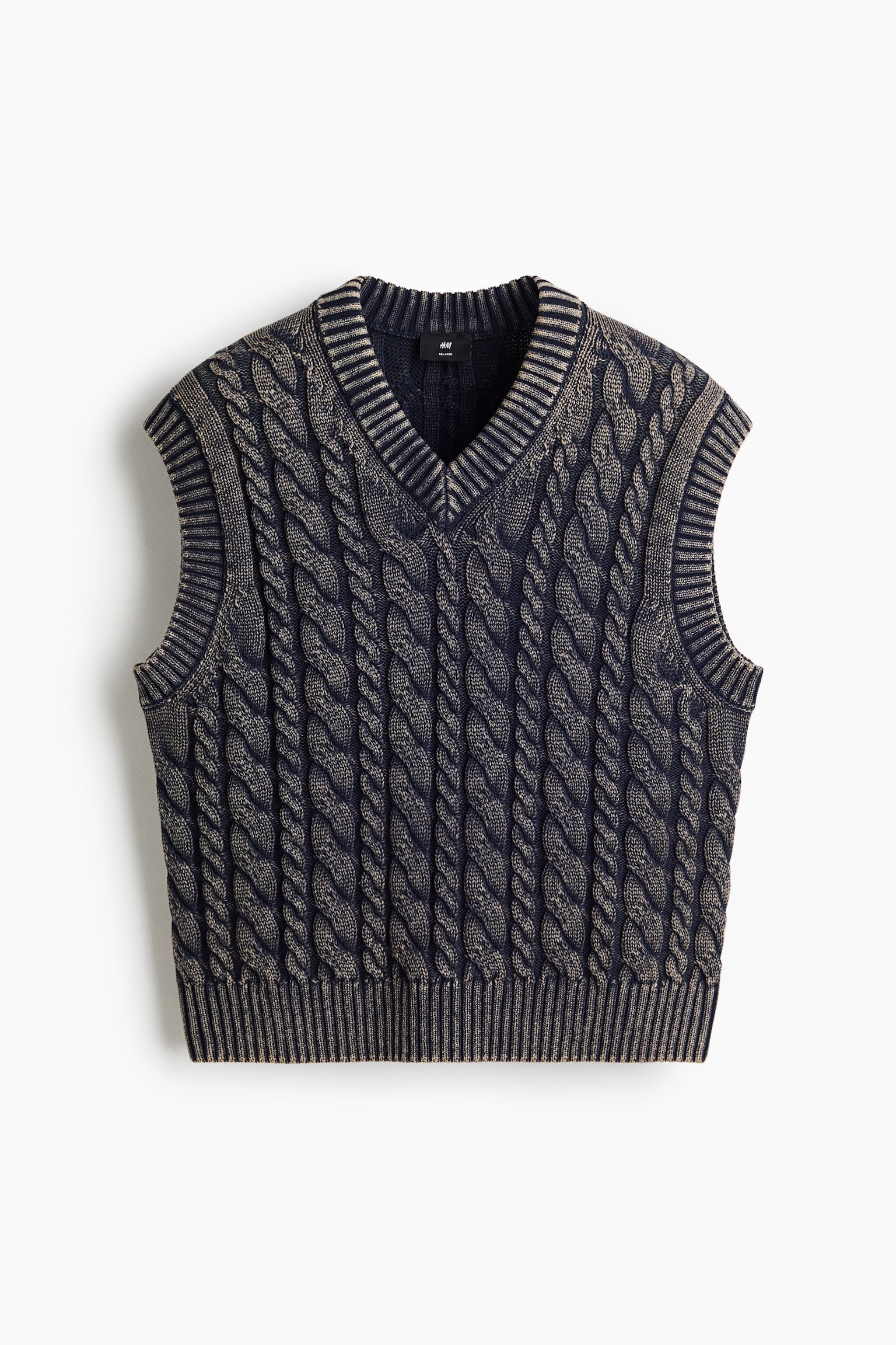 Relaxed Fit Cotton sweater vest - Navy blue/Cream/Light dusty blue - 1