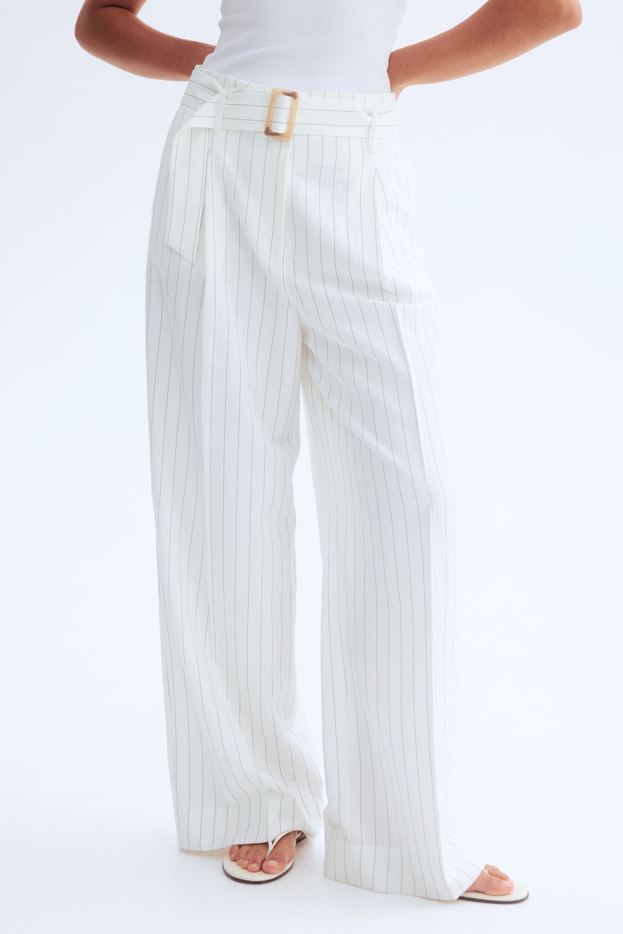 Belted linen-blend trousers - image 3