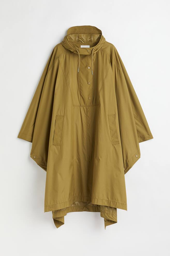 Hooded rain cape - Khaki green/Black/Light beige
